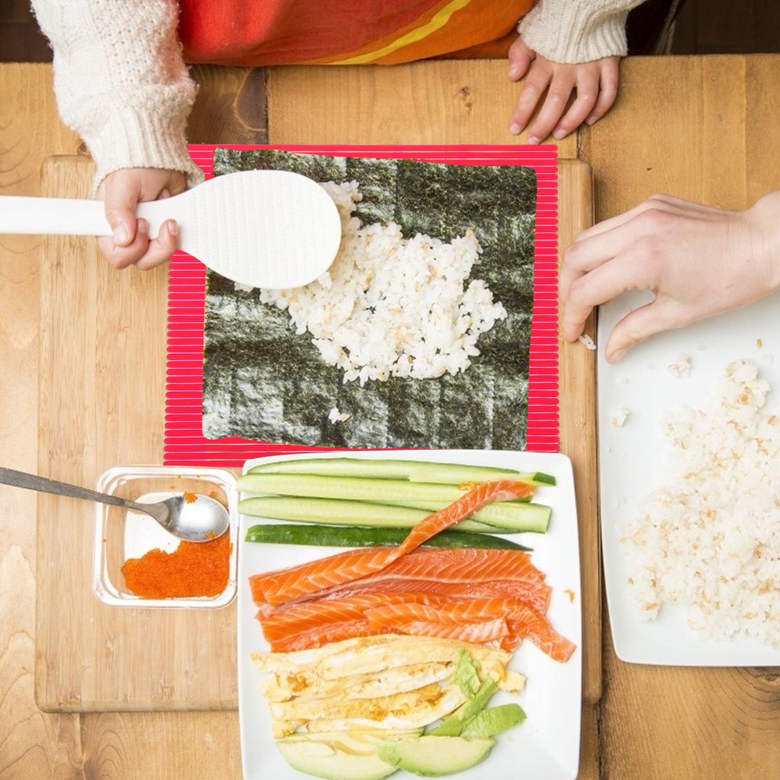 DOITOOL 3-Piece Sushi Rolling Kit - Natural Bamboo Sushi Mat, Rice Roller & Mold Maker for DIY Homemade Sushi - Perfect for Sushi Parties, Meal Prep & Japanese Cooking Accessories