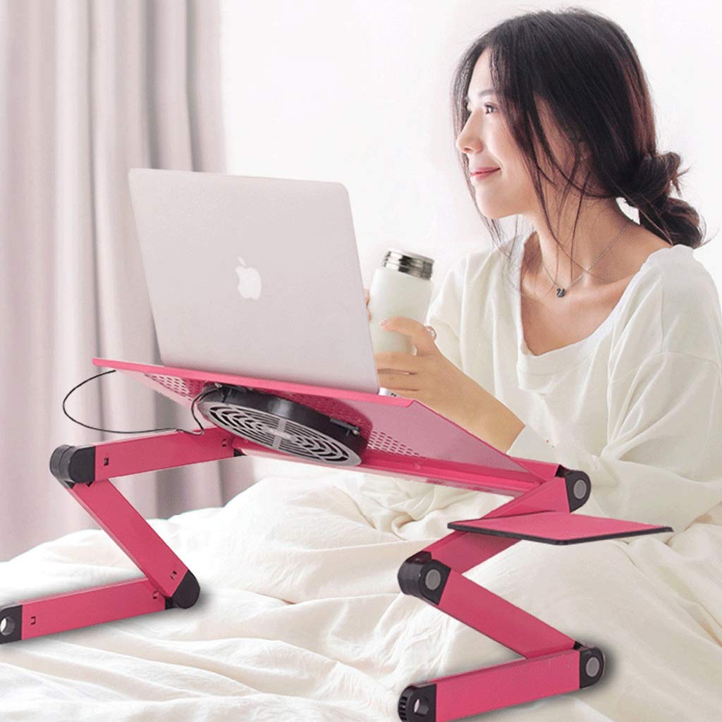 Premium Aluminum Folding Laptop Stand with Mouse Pad - 360° Rotating Bed Desk for Sofa, Breakfast & Office Use - Portable Computer Table (Red) - Perfect for Work, Study & Dining in Bed