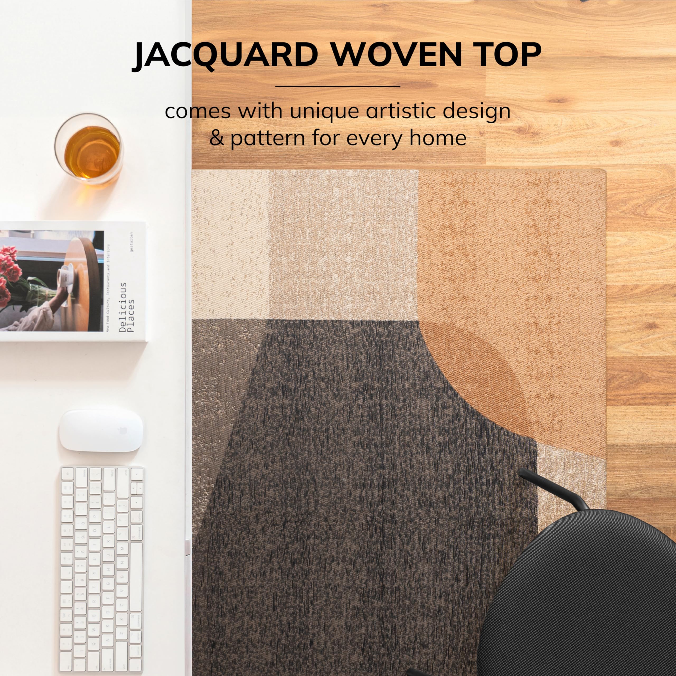Premium Anti-Slip Office Chair Mat - Jacquard Woven Top for Desks, Protects Low Pile Carpets & Hard Floors - Non-Slip Rug'd Chairmat (40