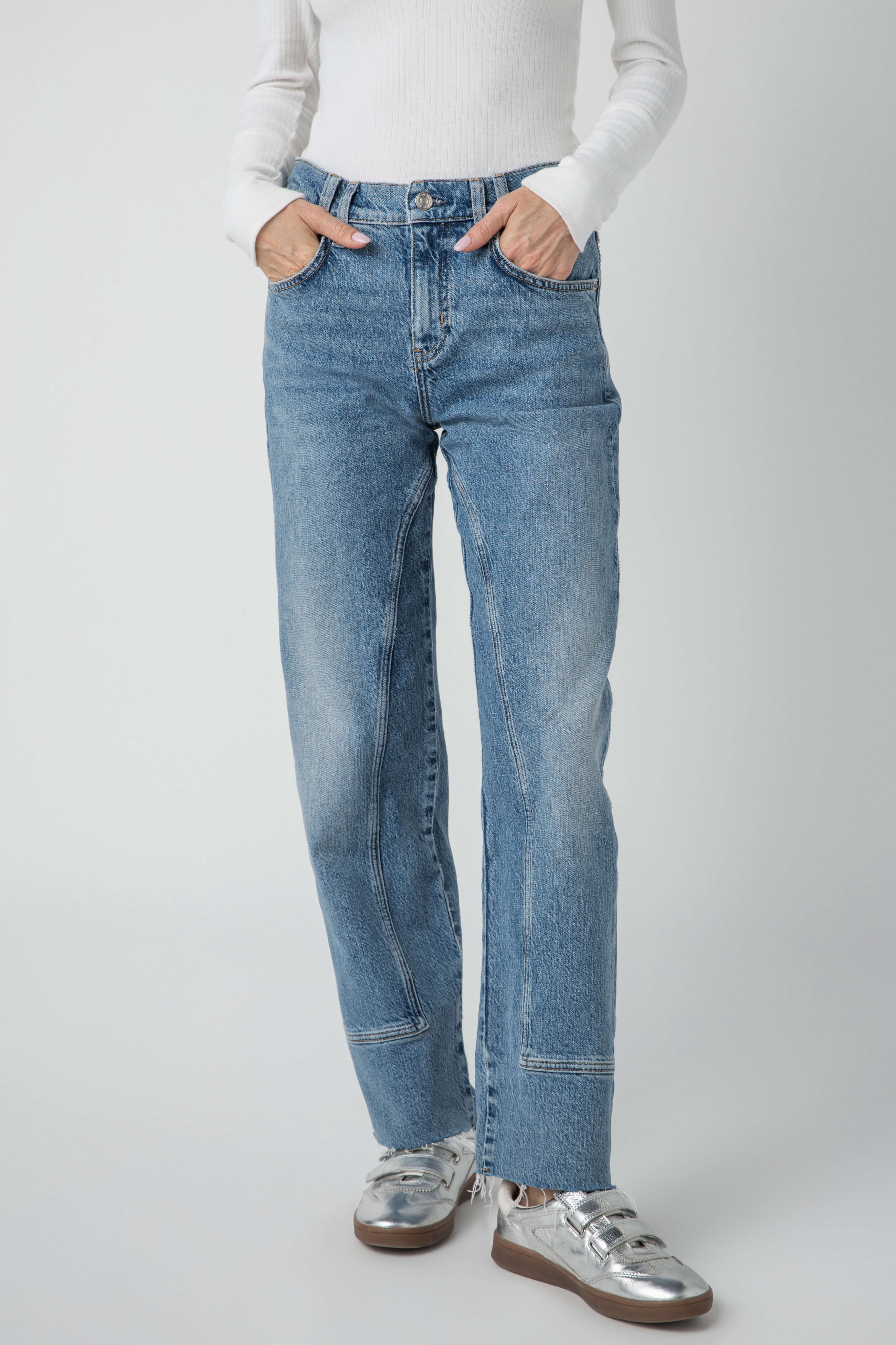 Free People Risk Taker Mid Rise Straight Leg Jeans for Women - Comfortable Stretch Denim Pants for Casual Wear & Everyday Outfits