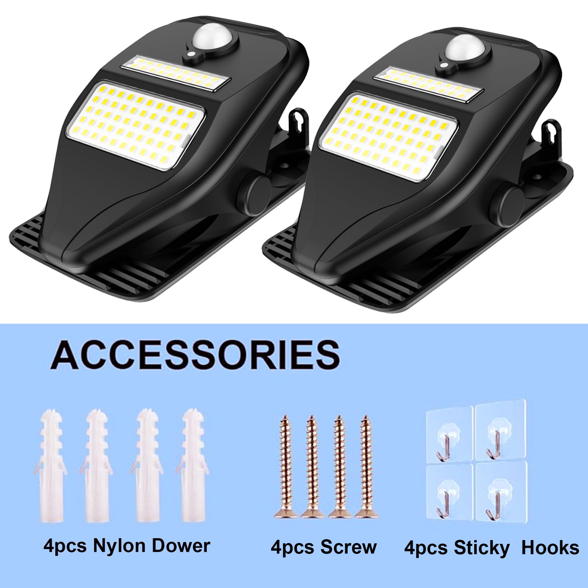 JJX 132LEDs Solar Powered Motion Sensor Lights Outdoor 2 Pack - 2000mAh Rechargeable Battery, IP65 Waterproof for Garden, Pathway, Camping & Security Lighting