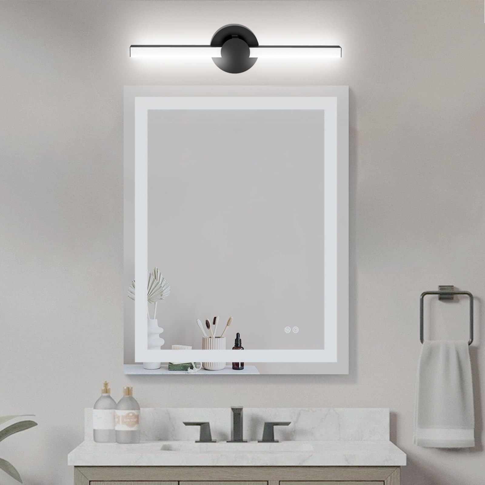 Modern Matte Black LED Vanity Light - 20