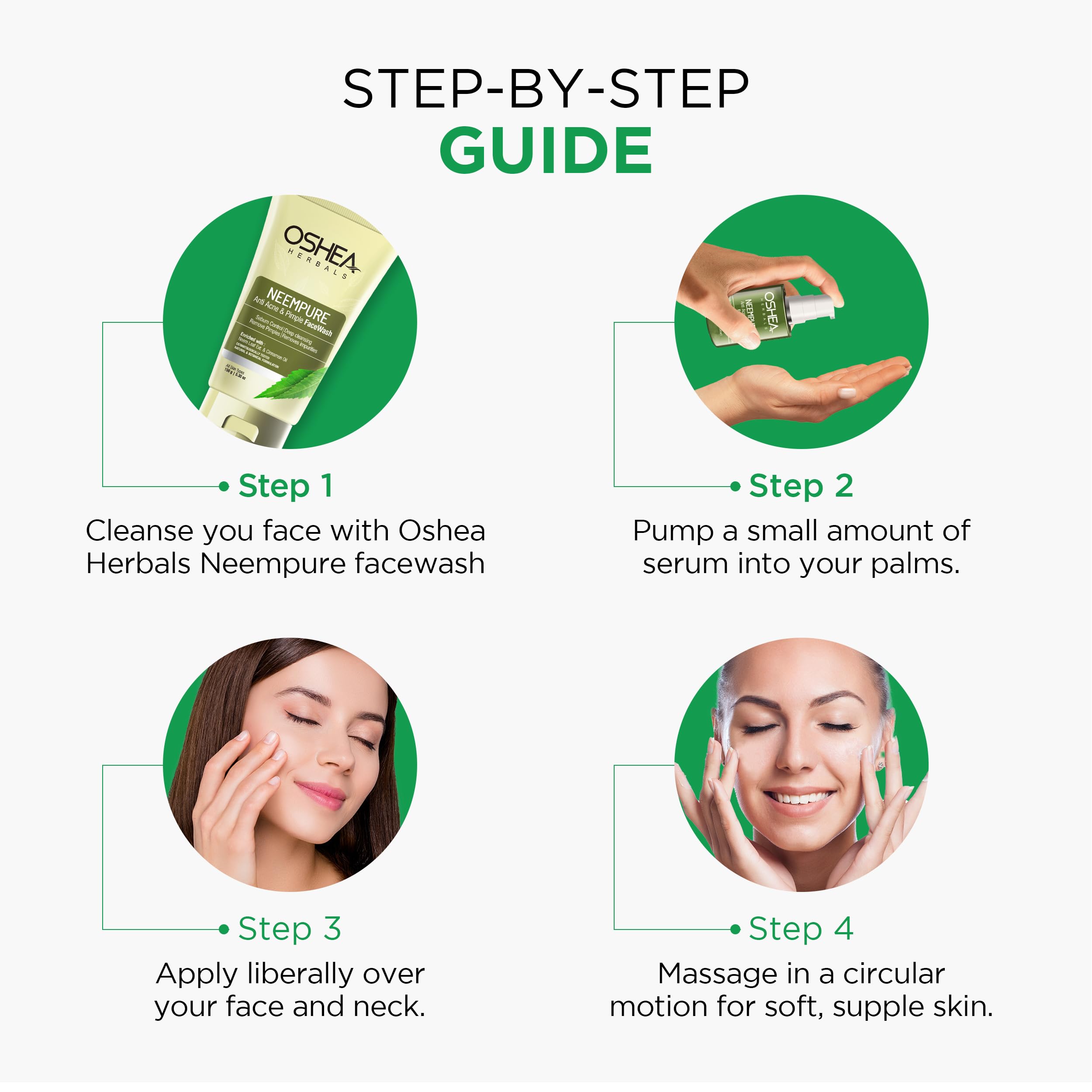Oshea Herbals Neempure Anti Acne & Pimple Gel Face Wash for Men & Women - Deep Cleansing with Neem Extract & Cinnamon Oil - Controls Sebum, Removes Impurities & Pimples - 100g | Perfect for Daily Skincare Routine & Acne-Prone Skin