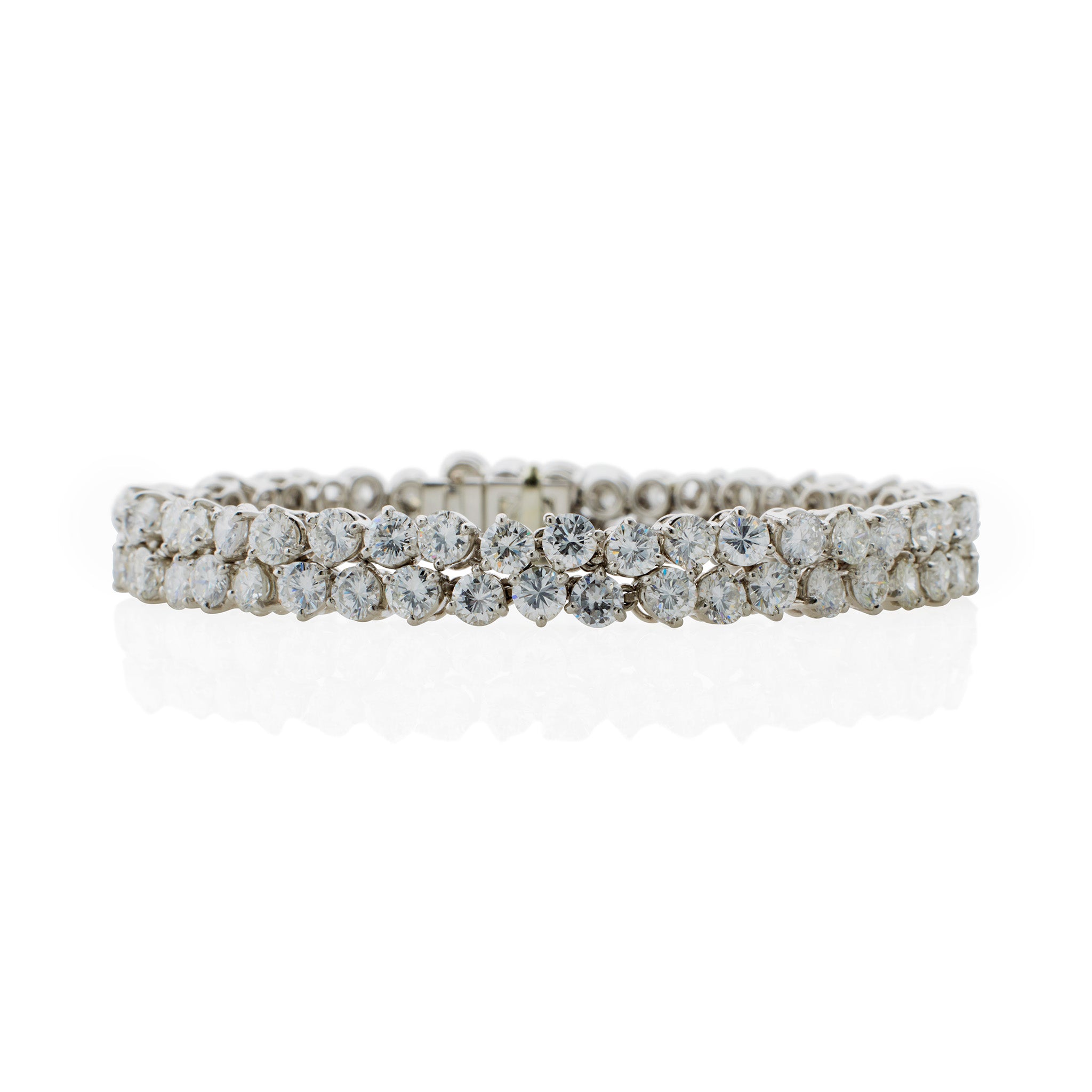 French Platinum and Diamond Double Line Bracelet - Luxury Bijouterie Bouchet Jewelry for Women | Perfect for Weddings, Anniversaries & Special Occasions
