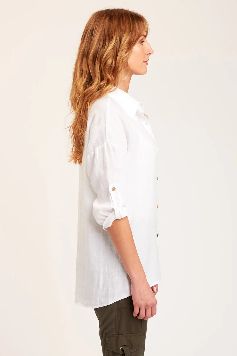 Carrie Button Up Shirt for Women - Classic White Blouse for Office, Casual & Everyday Wear | Stylish & Comfortable Top