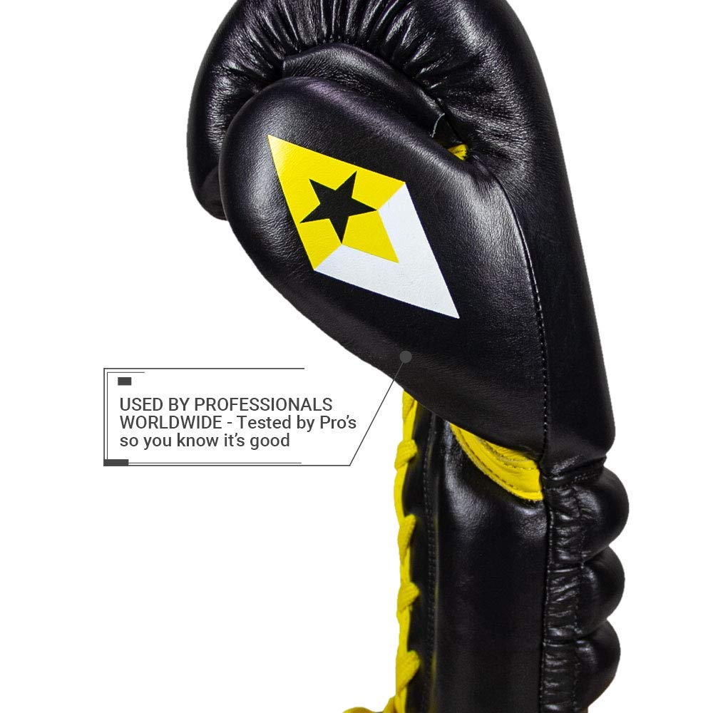 Revgear S4 Sentinel Lace Pro Leather Boxing Gloves - Premium Gel Padding & Wrist Support for Training, Sparring & Competition | Best for MMA, Kickboxing & Heavy Bag Workouts