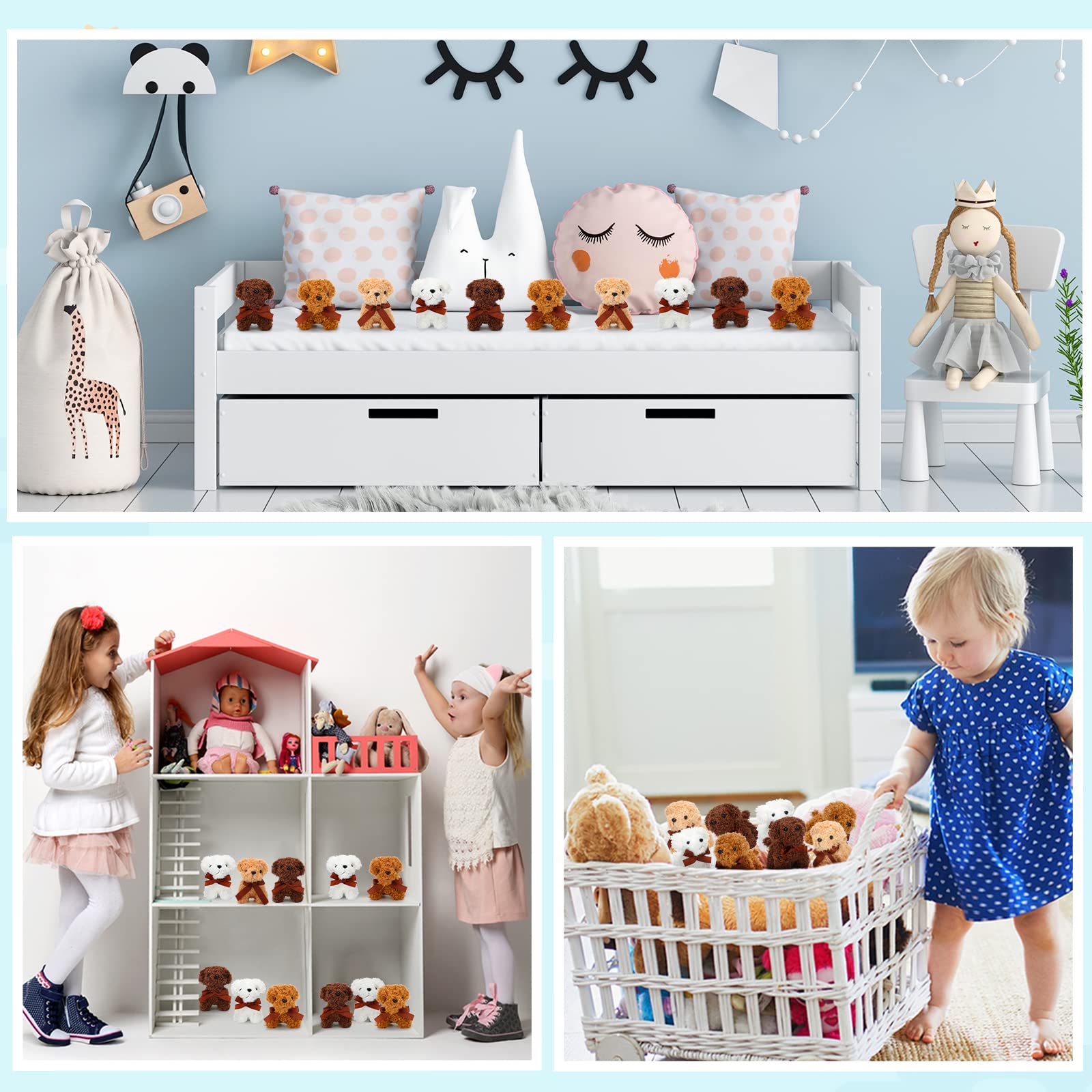 Liliful 40 Pcs 5 Inch Mini Plush Stuffed Animal Dogs - Bulk Small Soft Plush Toy Puppies for Kids Birthday Party Favors, Goodie Bag Fillers, Carnival Prizes, Classroom Rewards & Back to School Gifts - Perfect for Baby Showers, Easter Baskets & Christmas Stocking Stuffers