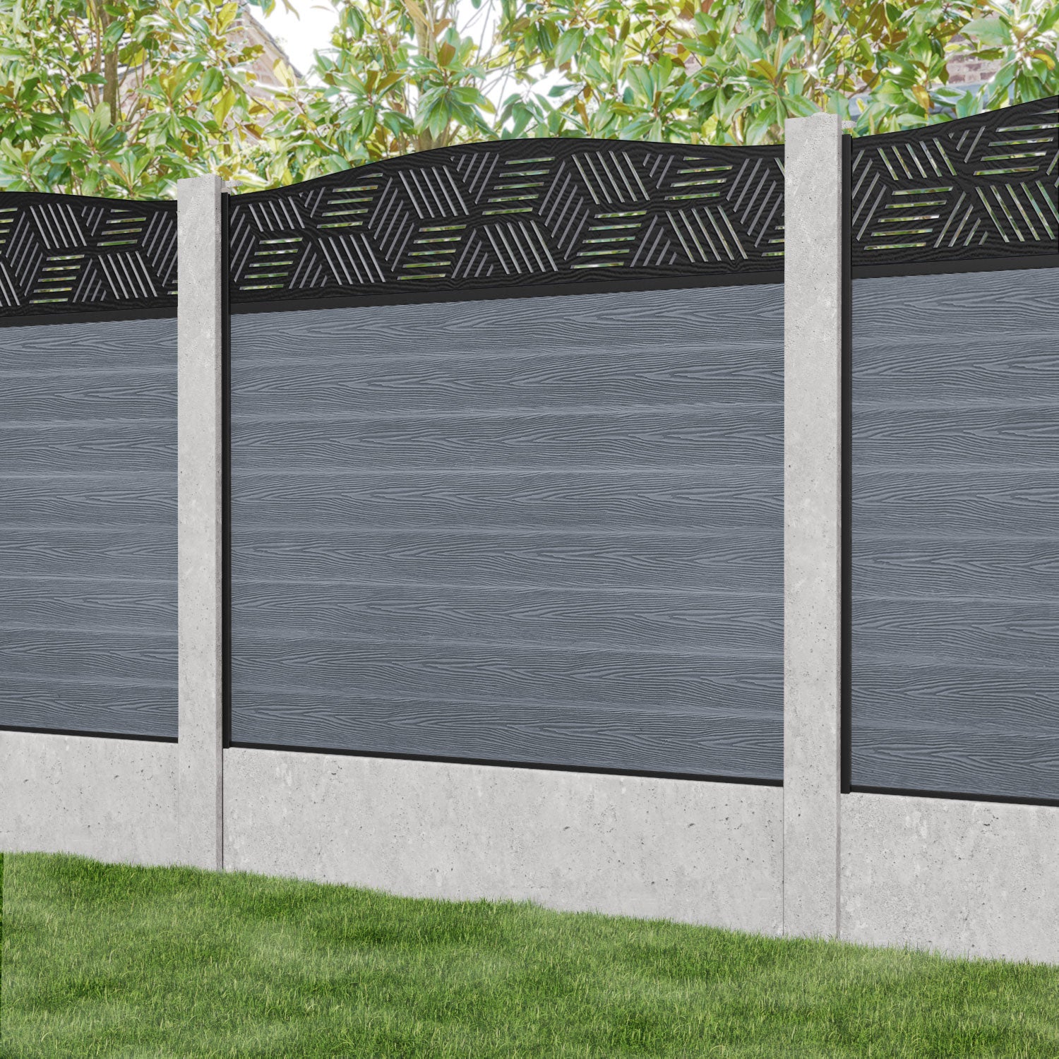 Classic Cubed Curved Top Fence Panel - Anthracite Grey - Fits Existing Concrete Posts | Perfect for Garden Borders, Backyard Privacy & Property Security