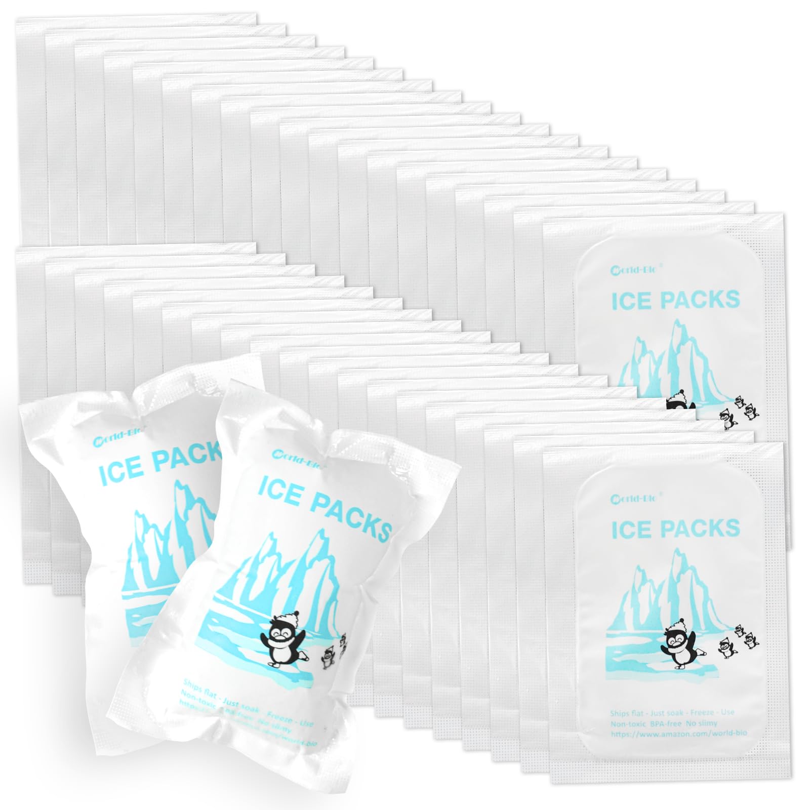 Reusable Dry Ice Packs for Shipping - 48 Pack Bulk Frozen Food Cooler Ice Sheets | Long Lasting Cold Packs for Food & Drinks | Perfect for Meal Prep, Camping & Grocery Delivery