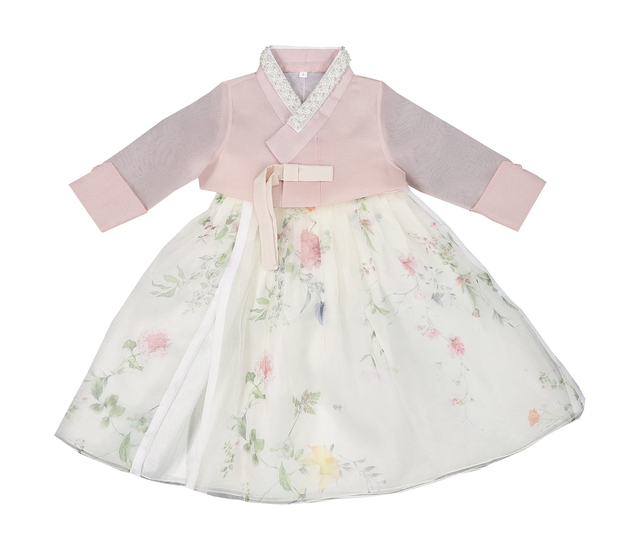 Girl's Korean Traditional Hanbok Dress for 1st Birthday Party | Peach Blossom Design Baby Costume for 100 Days & 1-8 Years Old | Perfect for Doljanchi Celebration, Photo Shoots & Cultural Events