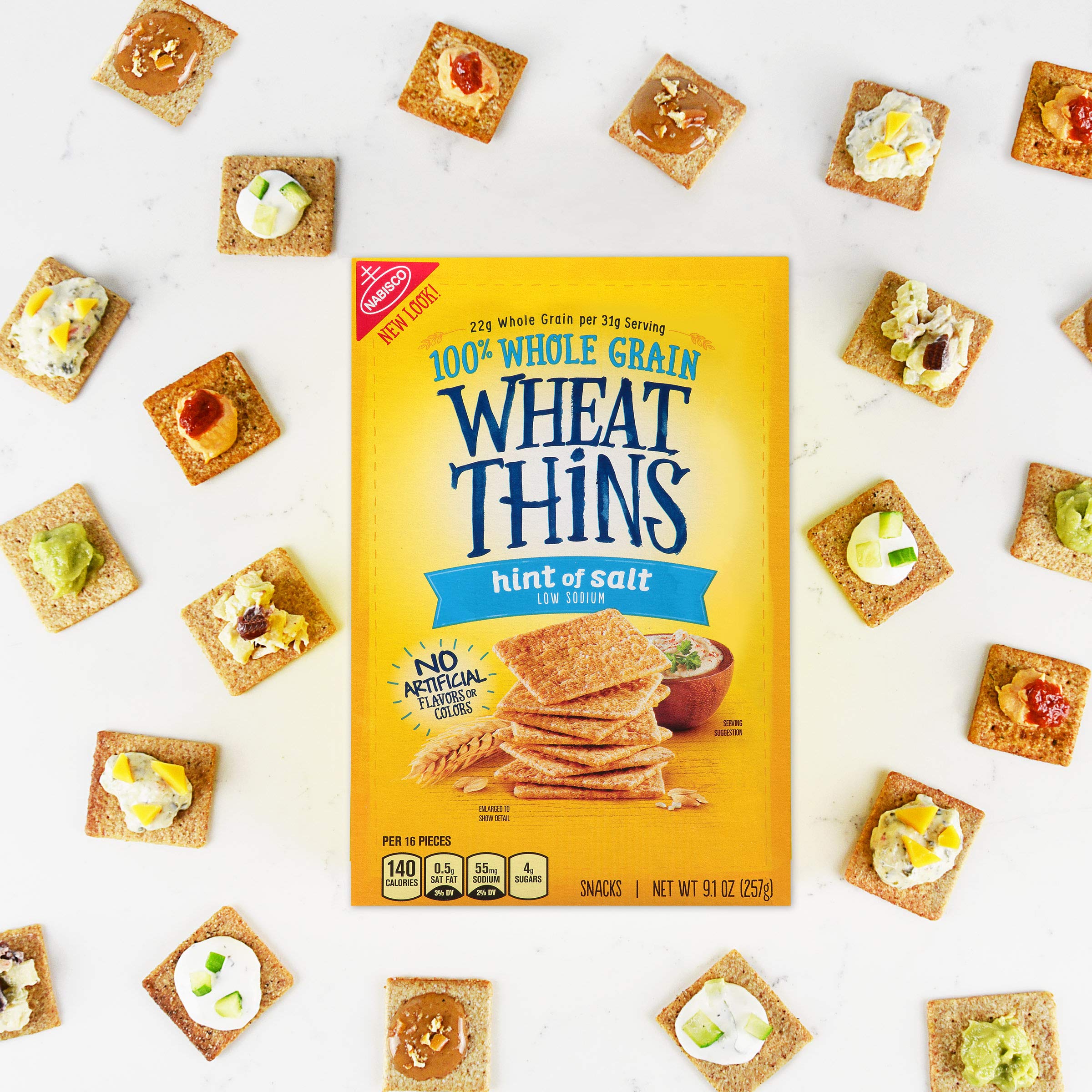 Wheat Thins Hint of Salt Whole Grain Low Sodium Crackers - 6 Pack (9.1 oz Each) | Healthy Snack for Office, School & Travel | Gluten Free Baked Crackers