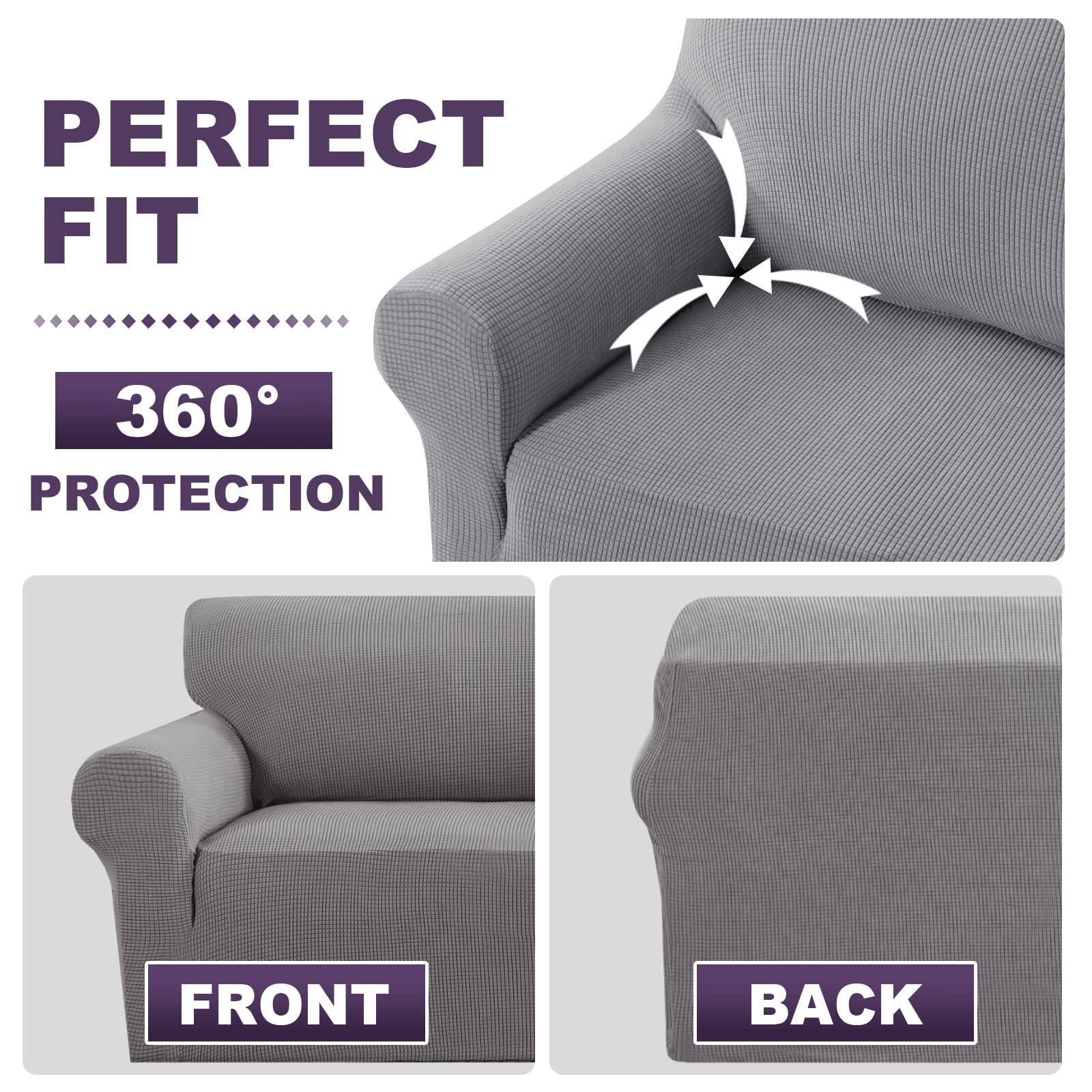 Stretch Sofa Slipcover - Washable Non-Slip Couch Cover with Elastic Bottom, Furniture Protector for Pets (Oversized, Light Grey) | Perfect for Living Room, Family Gatherings & Pet-Friendly Homes