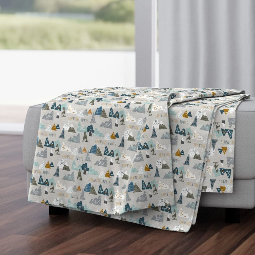 Adventure Earth Plush Minky Throw Blanket 50x70 Inches - Soft Bohemian Forest Mountain Print for Baby Boys, Cozy Outdoor & Nursery Decor - Perfect for Camping, Travel, and Cuddling