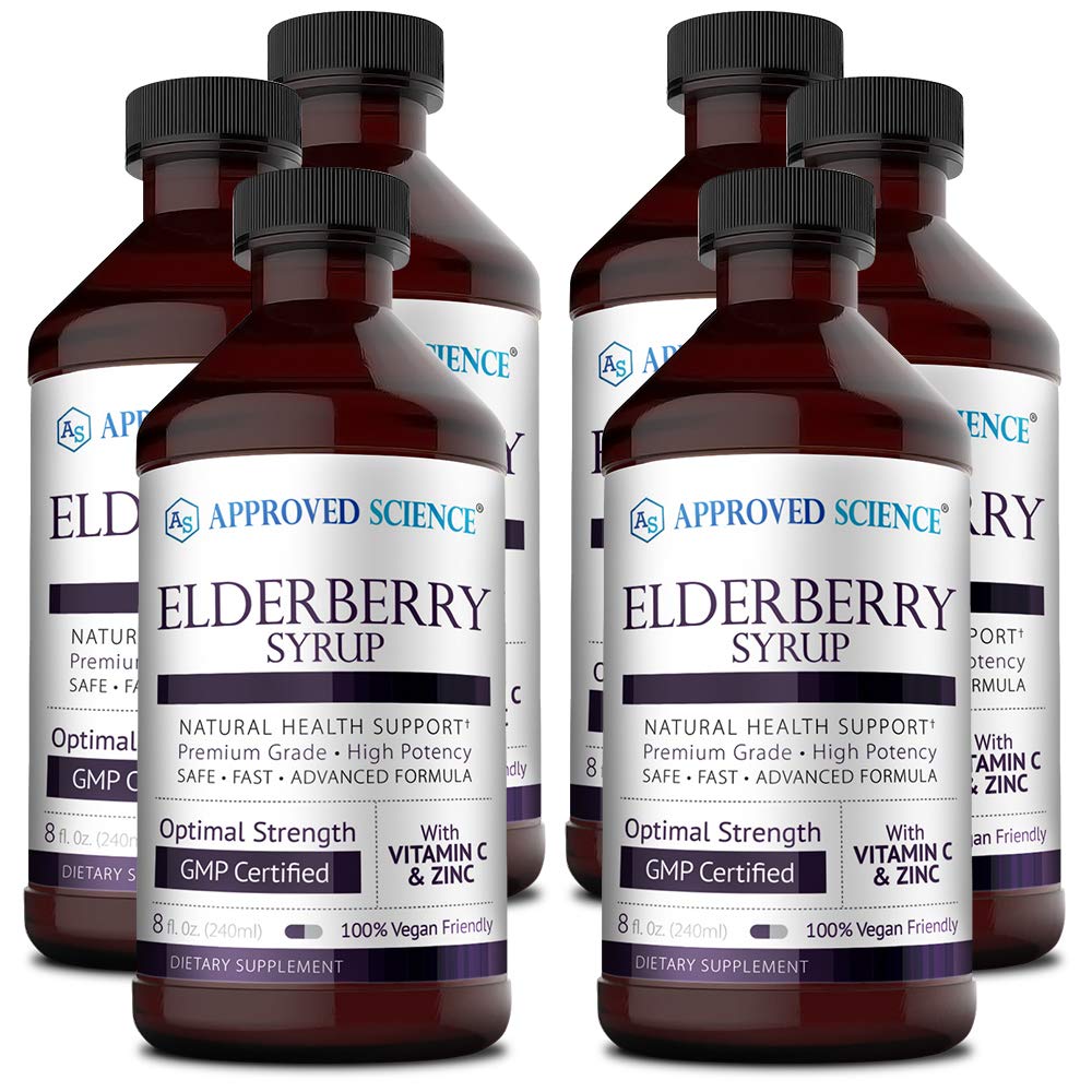 Approved Science® Elderberry Syrup - Immune Support Supplement (6 Pack) - Great for Cold & Flu Season, Daily Wellness Boost