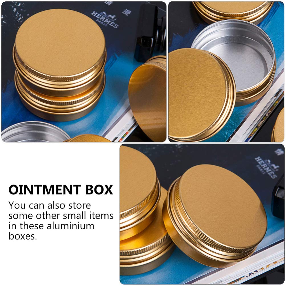 DOITOOL 10-Piece Gold Threaded Aluminum Round Candy Storage Tins with Lids - Airtight Containers for Sweets, Tea, Creams & Travel Essentials - Perfect for Home, Office & Gifts