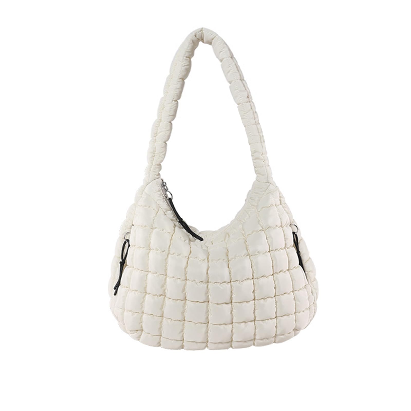 Quilted Puffer Tote Bag for Women - Large Lightweight Crossbody Shoulder Bag - Soft Puffy Carryall Handbag for Work, Travel & Shopping