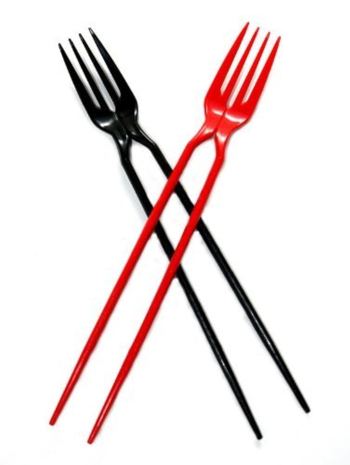 The Chork - 2-in-1 Chopsticks and Fork Hybrid Utensils (Red, 24-Pack) - Perfect for Asian Cuisine, Takeout, Picnics & Parties