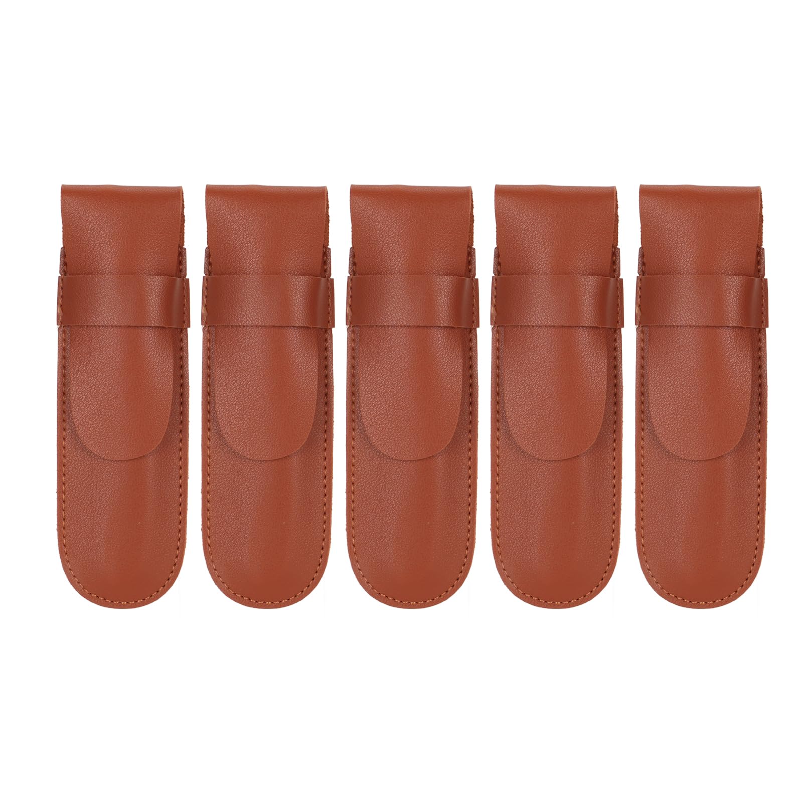 5-Piece Straight Razor Travel Case Set - Premium Brown Leather Razor Cover & Protective Holder for Barber Trimmer Storage - Perfect for Travel, Salon & Home Use