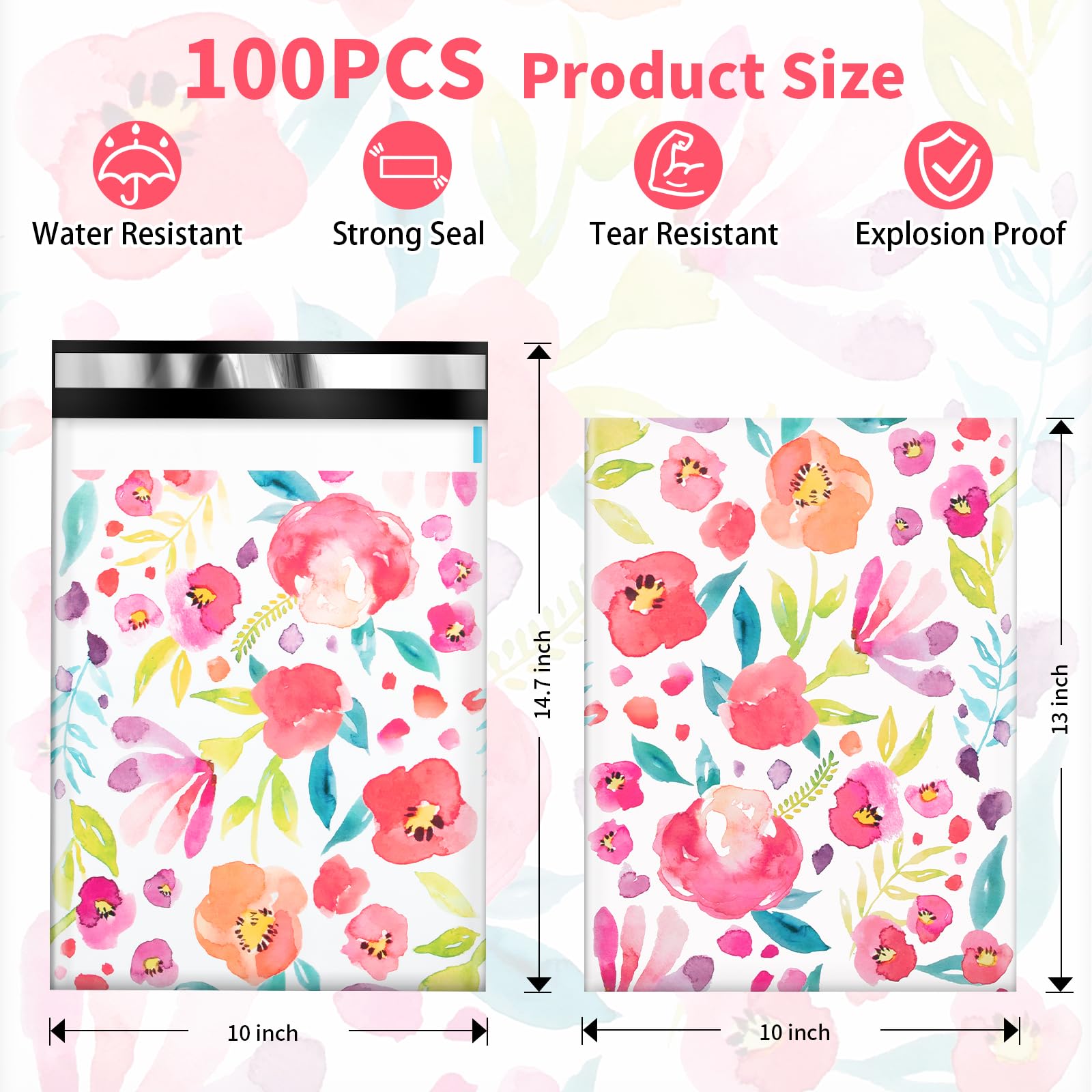 Valentine's Day 10x13 Poly Mailers 100PCS - Red Heart Shipping Bags for Gifts, Mailing Envelopes, Ecommerce Packaging | Perfect for Valentine Gifts, Subscription Boxes & Small Business Shipping