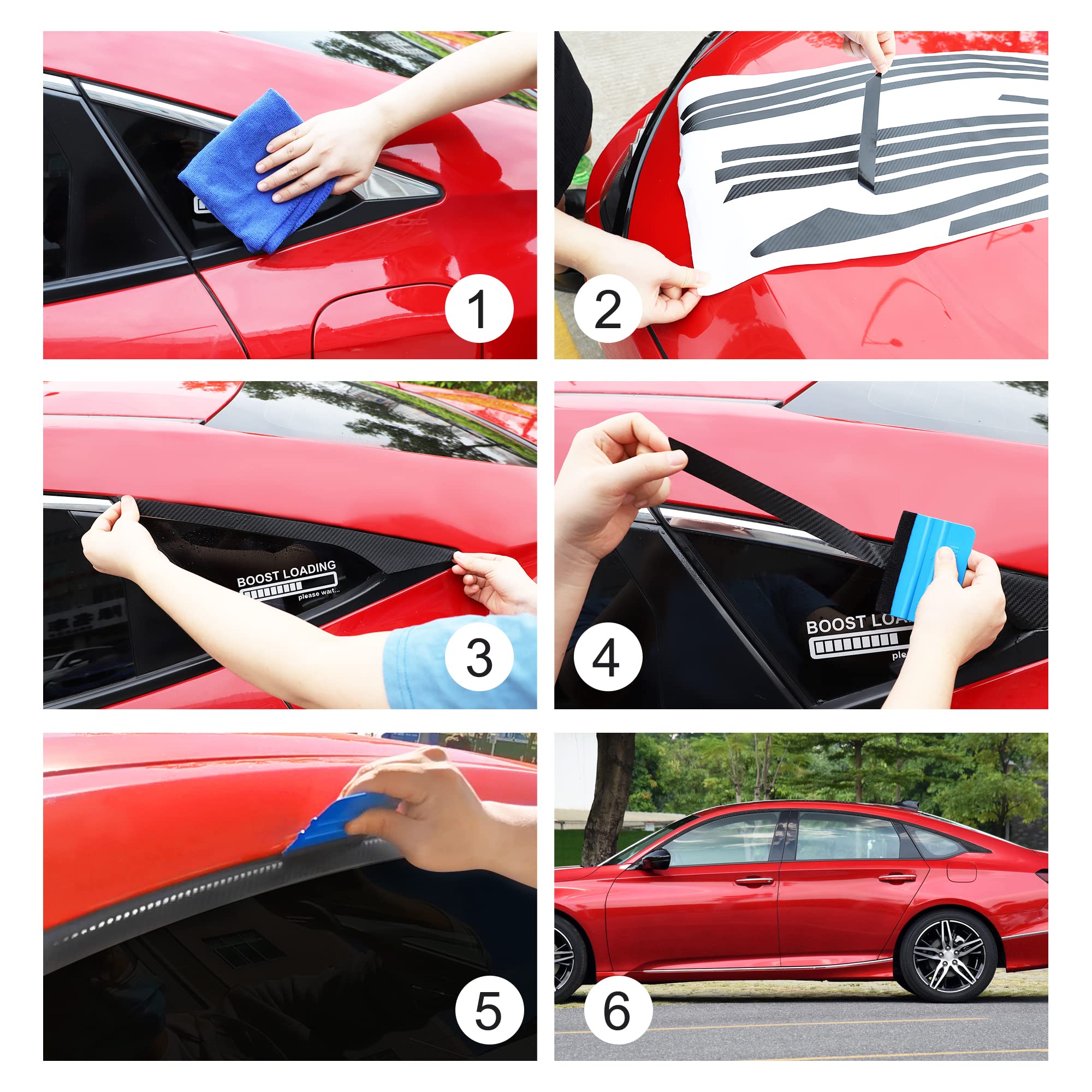 TOMALL Car Window Edge Vinyl Stickers for Honda Accord Sedan 2018-2022 | Carbon Fiber Auto Window Trim Cover Strip Accessories | Weatherproof Protection & Style Upgrade