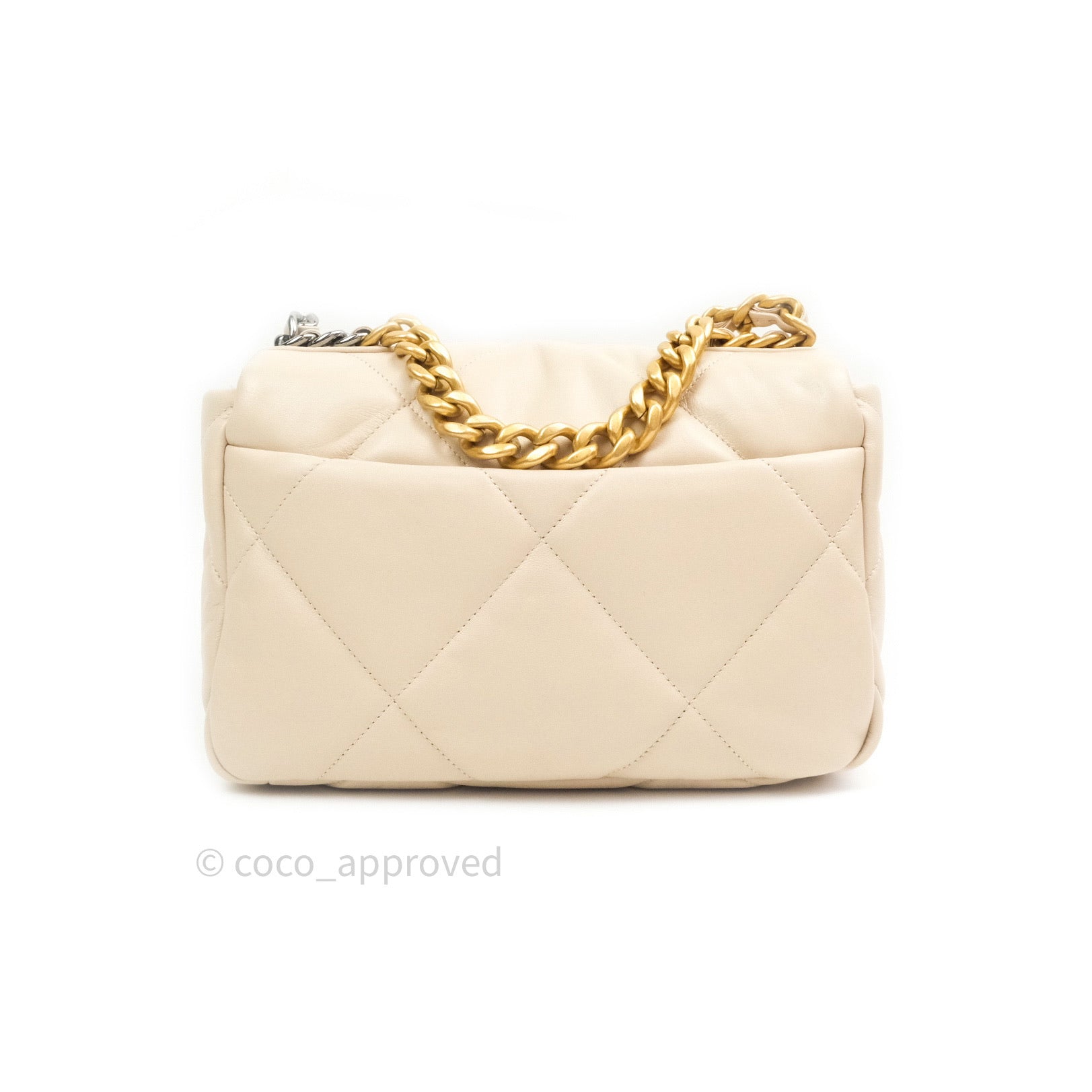 Chanel 19 Small Beige Goatskin Leather Bag with Mixed Gold & Silver Hardware - Luxury Shoulder Bag for Women, Perfect for Work, Date Night & Special Occasions
