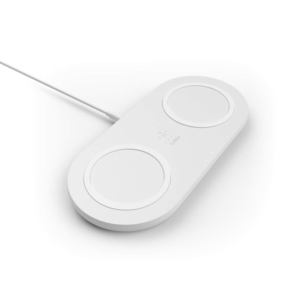 Belkin 10W Fast Wireless Charging Pad - Dual Qi-Certified Charger for iPhone 12/11 Series, Galaxy S20/S20+/S20 Ultra, Pixel 4/4XL & AirPods - Perfect for Bedside, Office Desk & Travel - White
