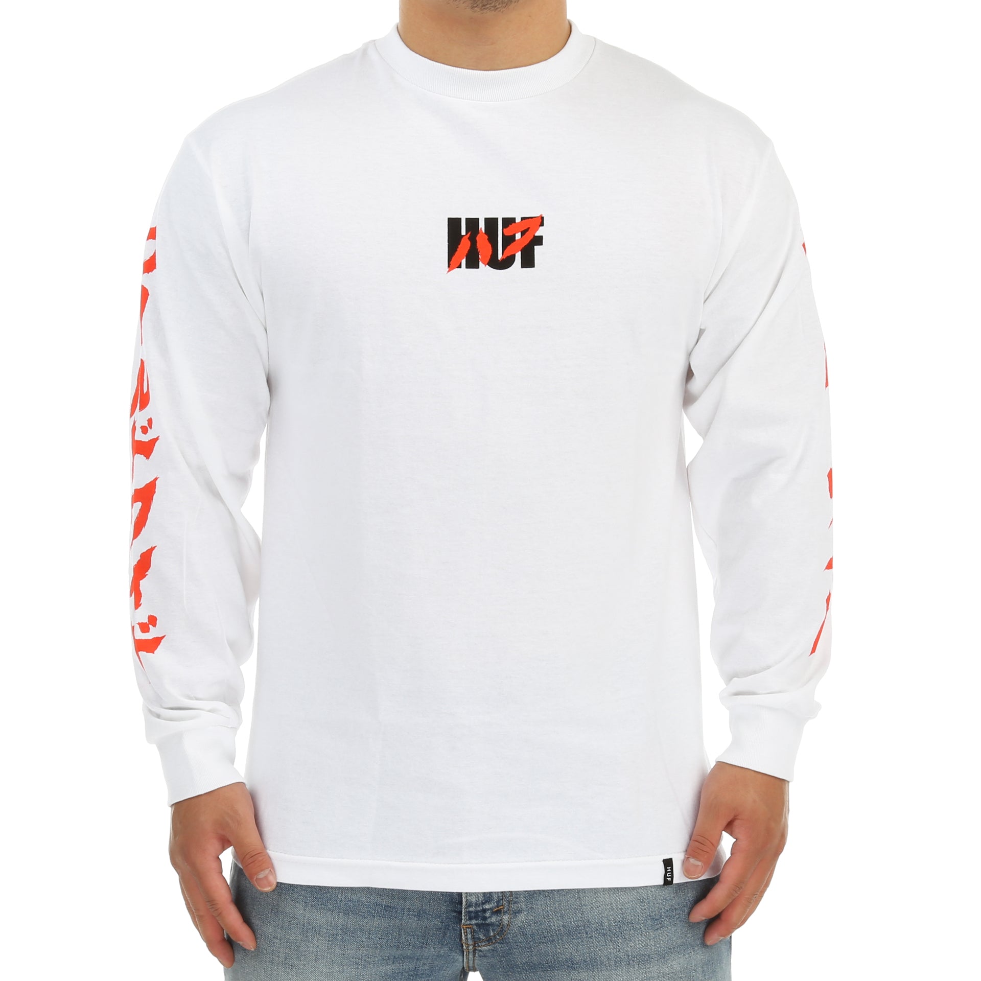 Huf Asa Long Sleeve T-Shirt for Men - White Cotton Casual Tee for Streetwear & Skateboarding