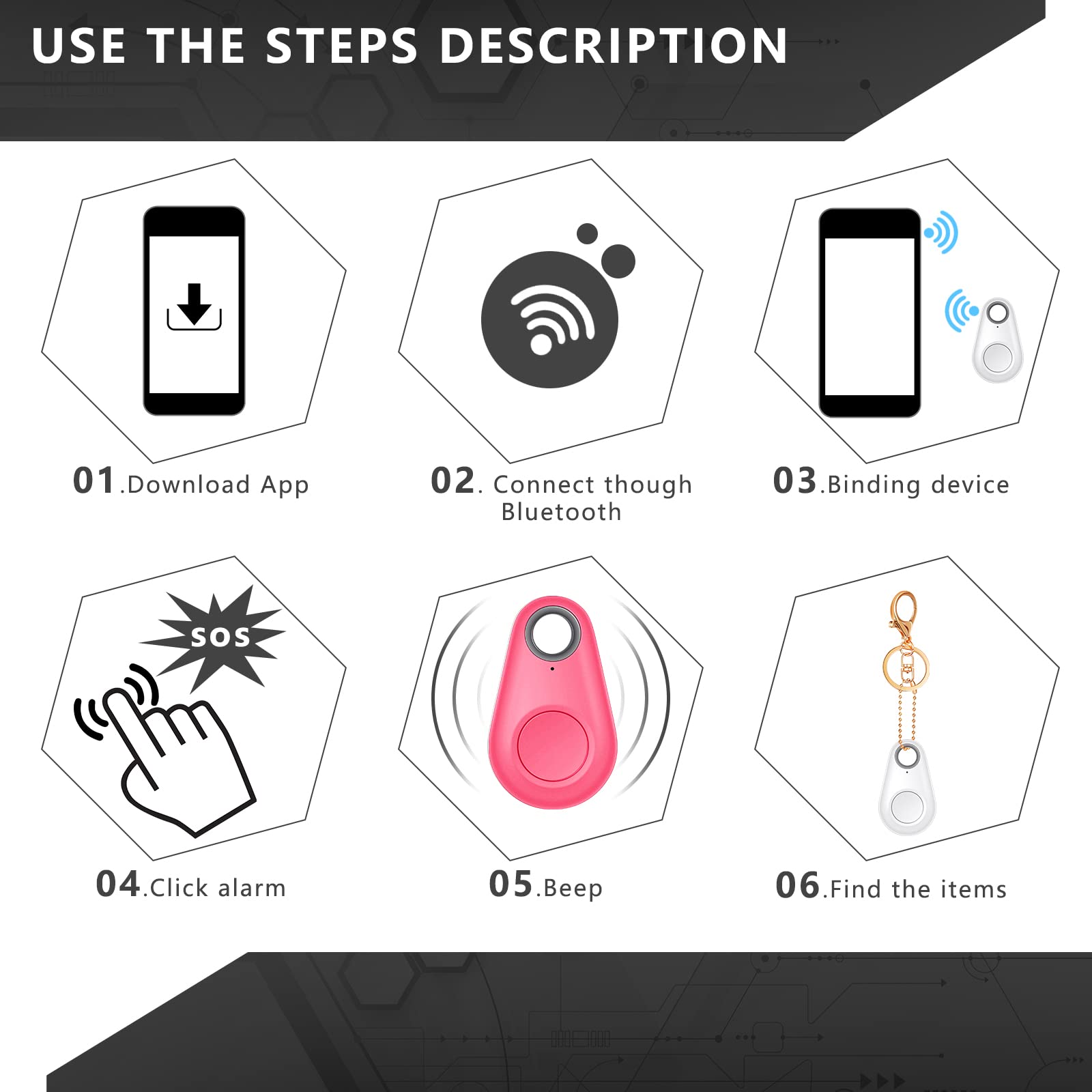 Konohan 8 Pack Key Finder Locator - Wireless GPS Tracker with Anti-Lost Alarm for Keys, Wallets, Luggage & Pets | Find Lost Items Easily | 5 Color Options | Perfect for Travel, Home & Office Organization