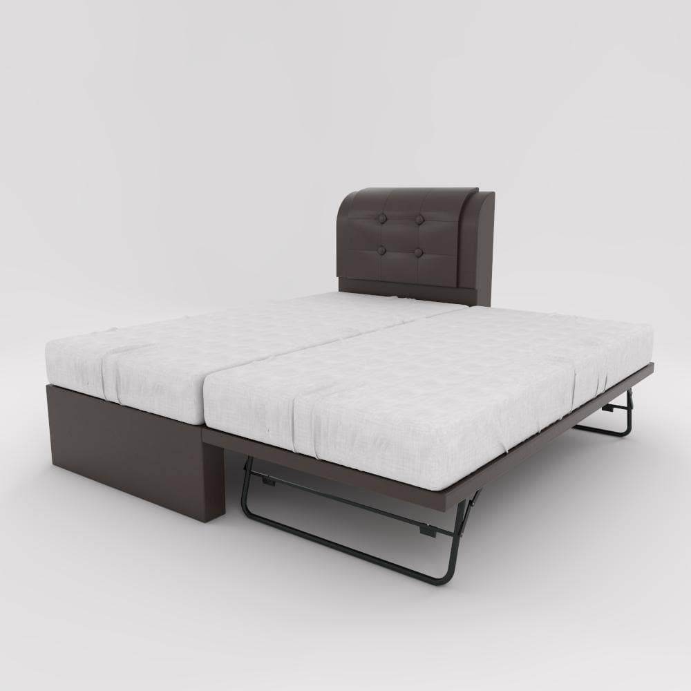 Montana Faux Leather 3-in-1 Convertible Sofa Bed Frame - Sleeper Sofa, Pull-Out Bed & Lounger for Small Spaces, Apartments & Guest Rooms