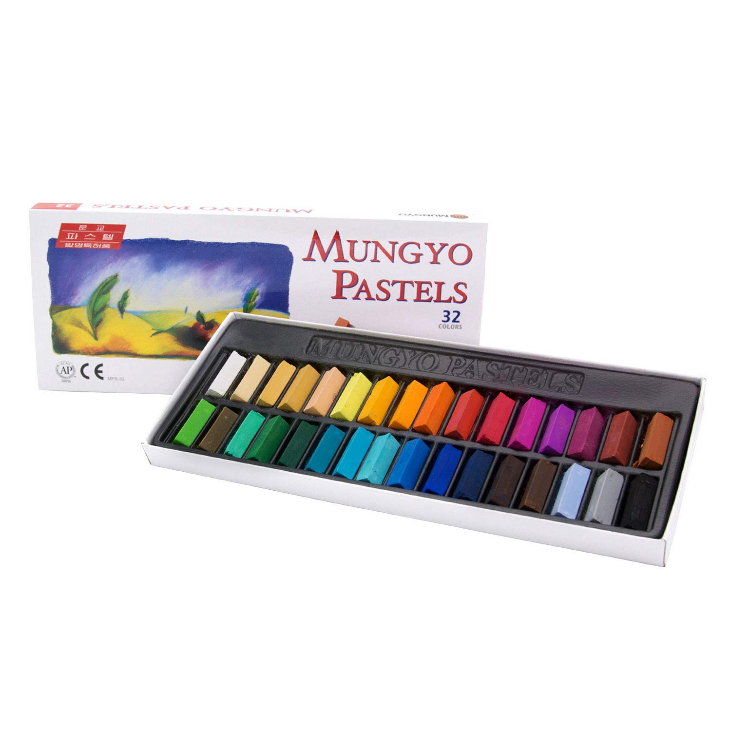 Non-Toxic MUNGYO Square Chalk Soft Pastel Set - 32 Vibrant Colors for Artists, Students & DIY Craft Projects - Perfect for Drawing, Sketching & Classroom Use
