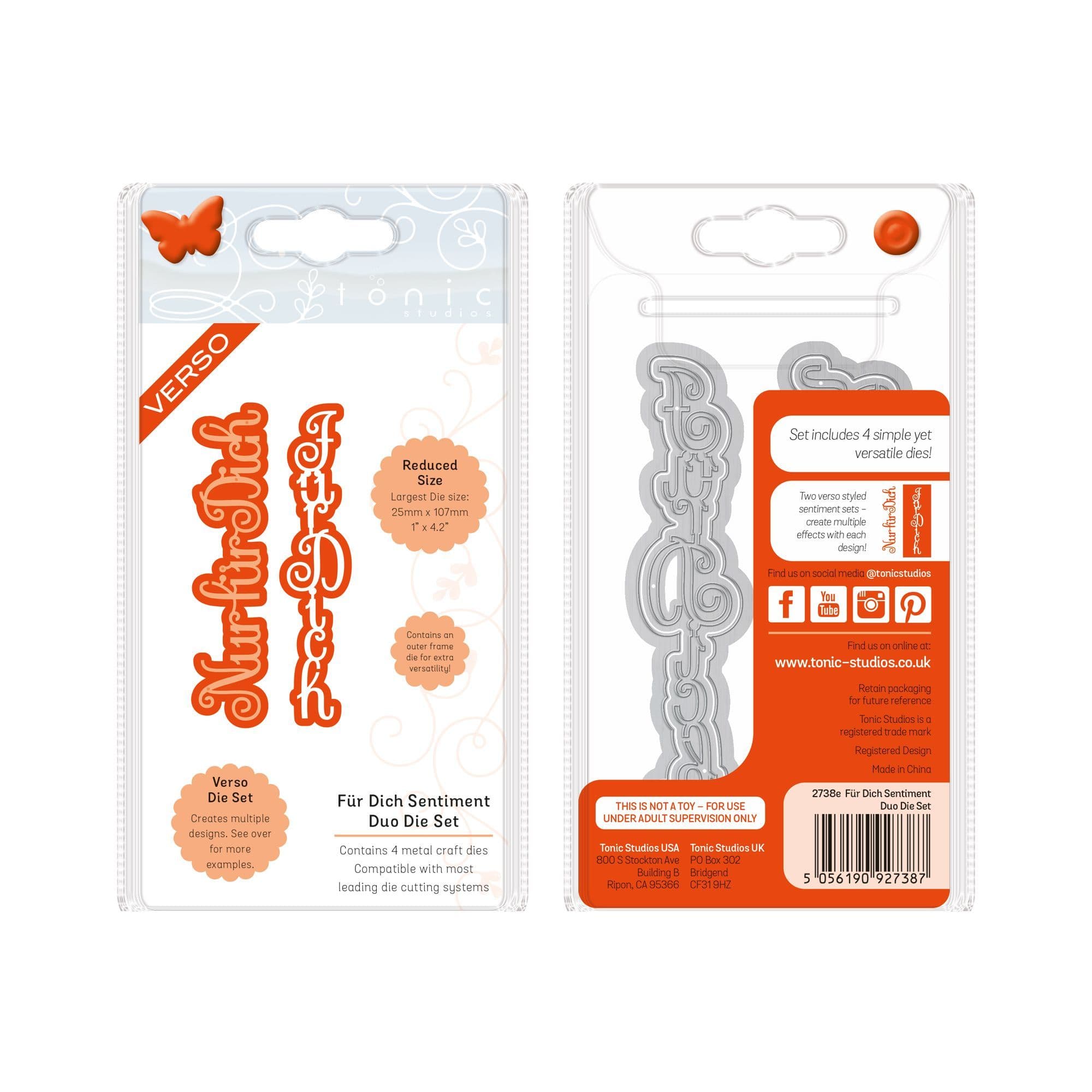 Tonic Studios Nur für Dich German Greetings Duo Die-Cut Template Set 2738E - Perfect for Scrapbooking, Card Making, and DIY Crafts