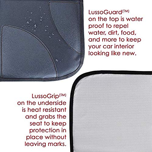 Lusso Gear 2-Pack Car Seat Protector & 2-Pack Heavy Duty Kick Mats (Gray) - Waterproof Seat Cover for Cars, Trucks & SUVs - Premium Oxford Fabric Protects Leather & Fabric Seats - Perfect for Family Travel, Road Trips & Daily Commute