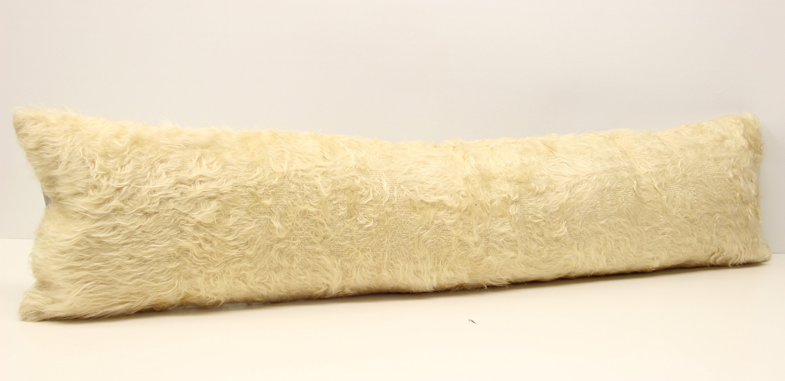 Shaggy King Size Kilim Pillow Cover 12x47 Inch (30x120 cm) - Unique Lumbar Flaming Kilim Cushion Cover for Sofa, Bed, or Chair - Bohemian Home Decor
