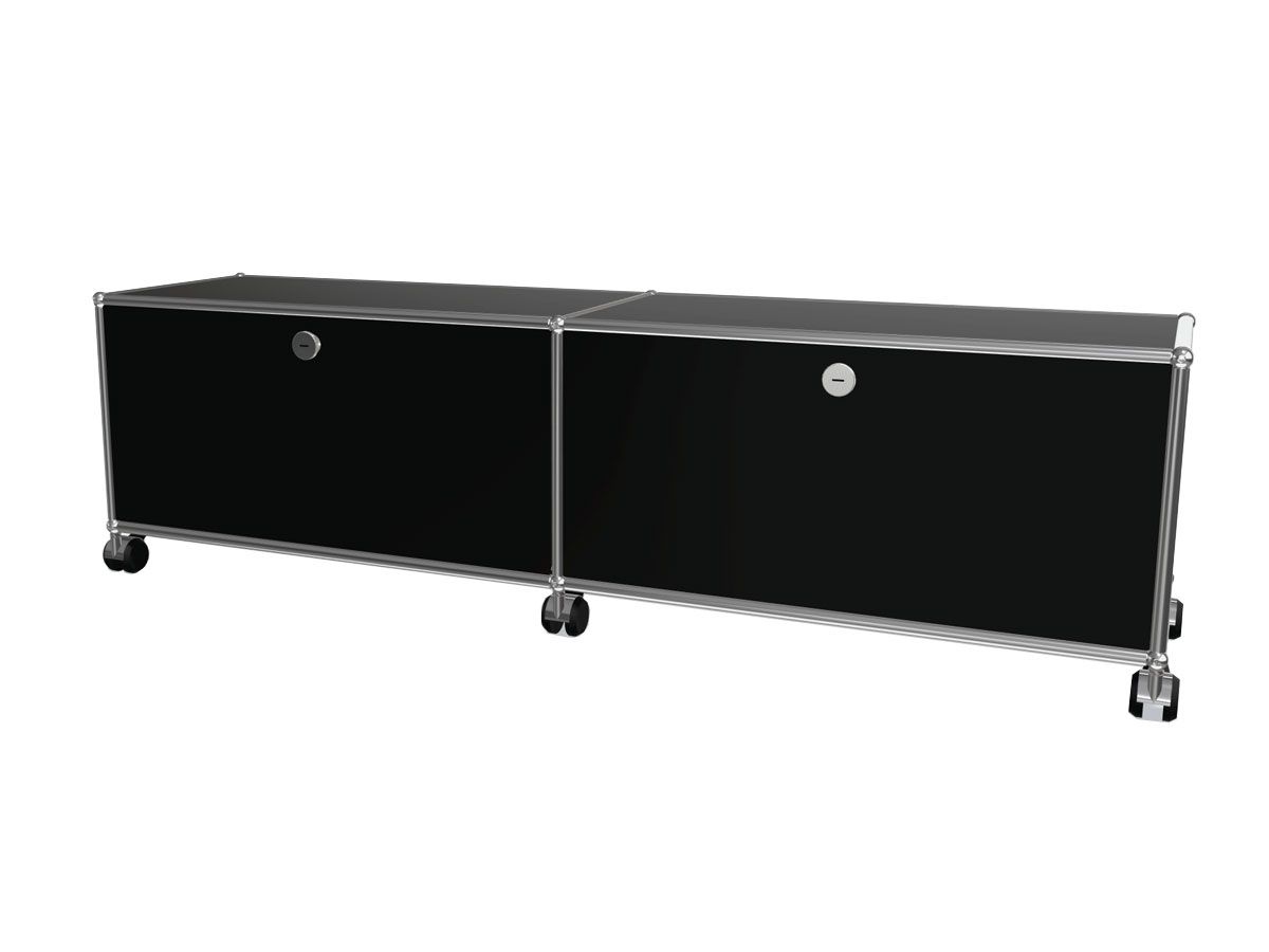 Modern Haller TV Stand with Flap Doors & Wheels - Sturdy Media Console for Living Room, Bedroom, Home Theater Setup