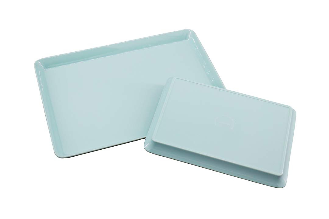 GWPP Melamine Plastic Serving Tray Set of 3 - 2 Sizes for Organizing Puzzle Pieces, Snacks & Desserts | Durable for Restaurants, Picnics, Camping & Home Use (Aqua Green)