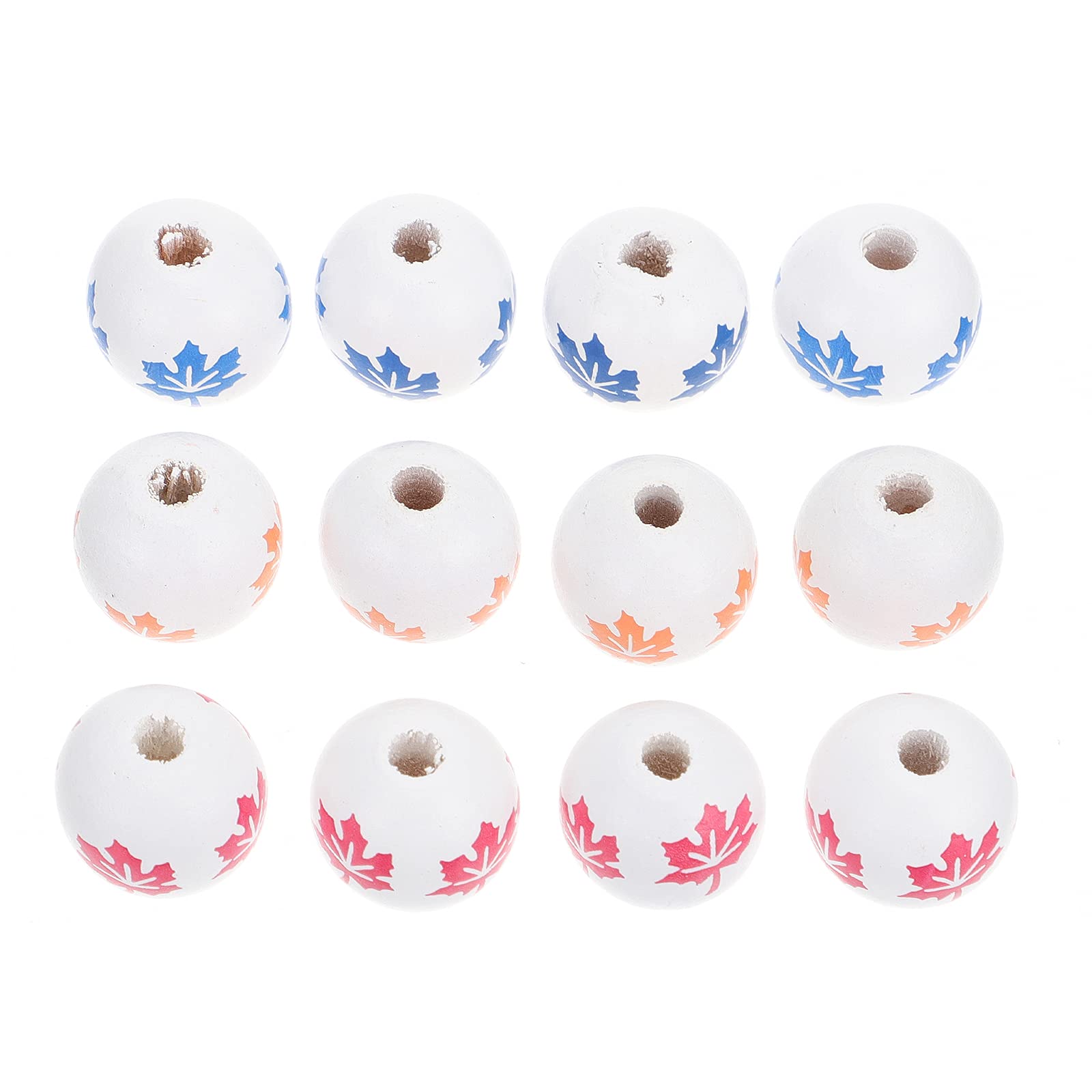 60pcs Maple Leaf Wooden Round Beads - DIY Crafts Kit for Home Decor, Wall Art, Kitchen & Room Decoration - Natural Wood Beads for Jewelry Making & Scrapbooking Projects (Perfect for Fall/Autumn Decor, Wedding Centerpieces & Gift Wrapping)