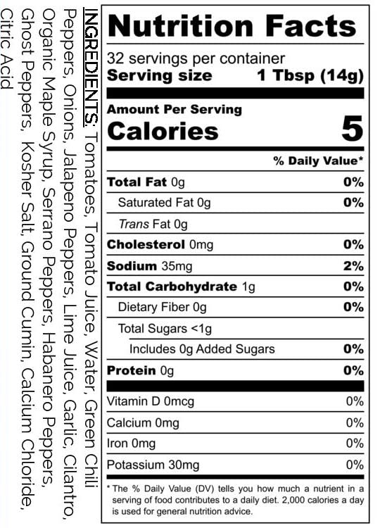 Sixth Day Snacks Ghost Pepper Xtra Hot Salsa - 16 oz Gluten Free, Vegan, Low Sodium Salsa with Fresh Ingredients | Perfect for Tacos, Nachos, and Spicy Food Lovers