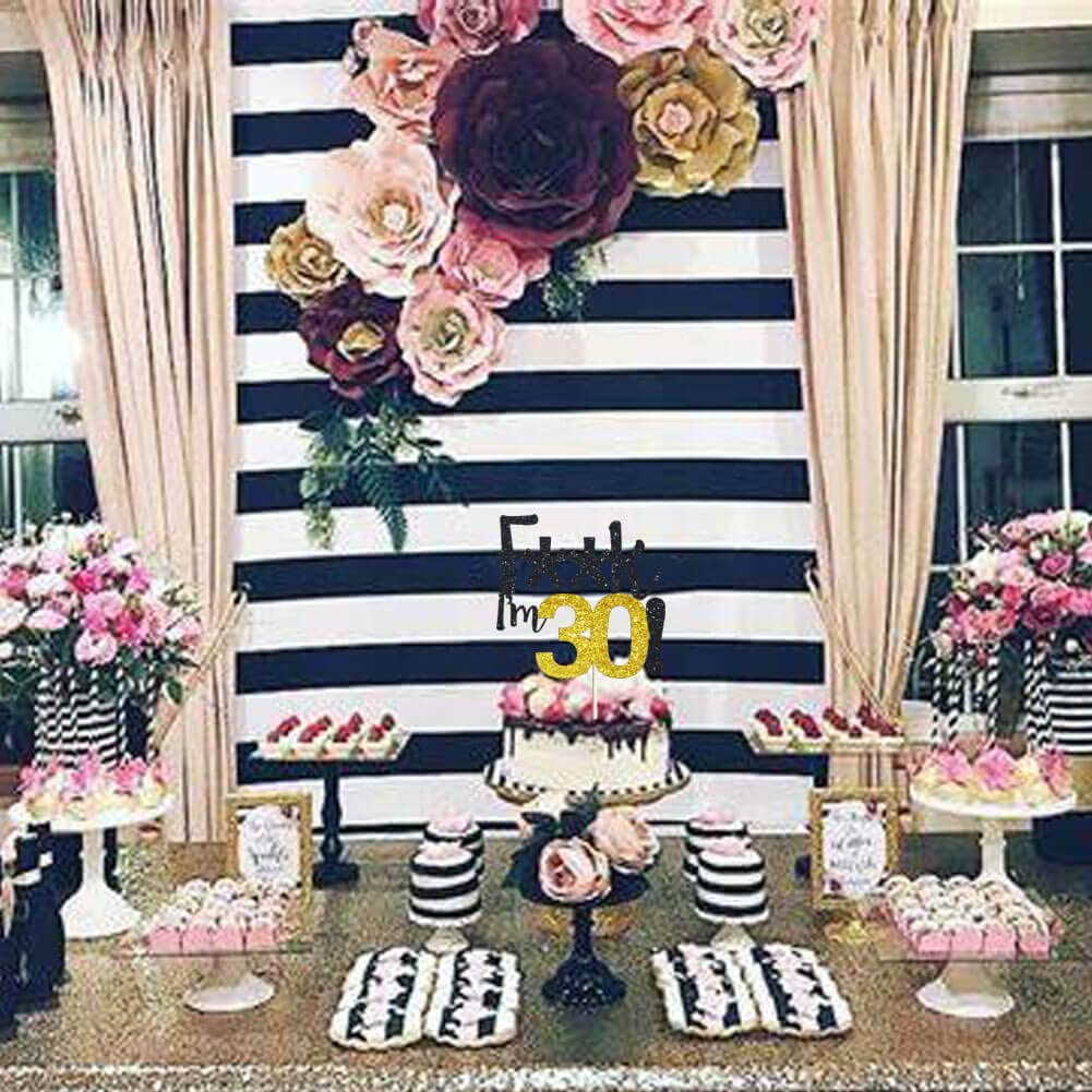 30th Birthday Cake Topper - Black Glitter 'Hello 30' & 'Cheers to 30 Years' Cake Decorations for 30 & Fabulous Themed Parties | Perfect for Milestone Birthday Celebrations, Anniversaries & Special Occasions