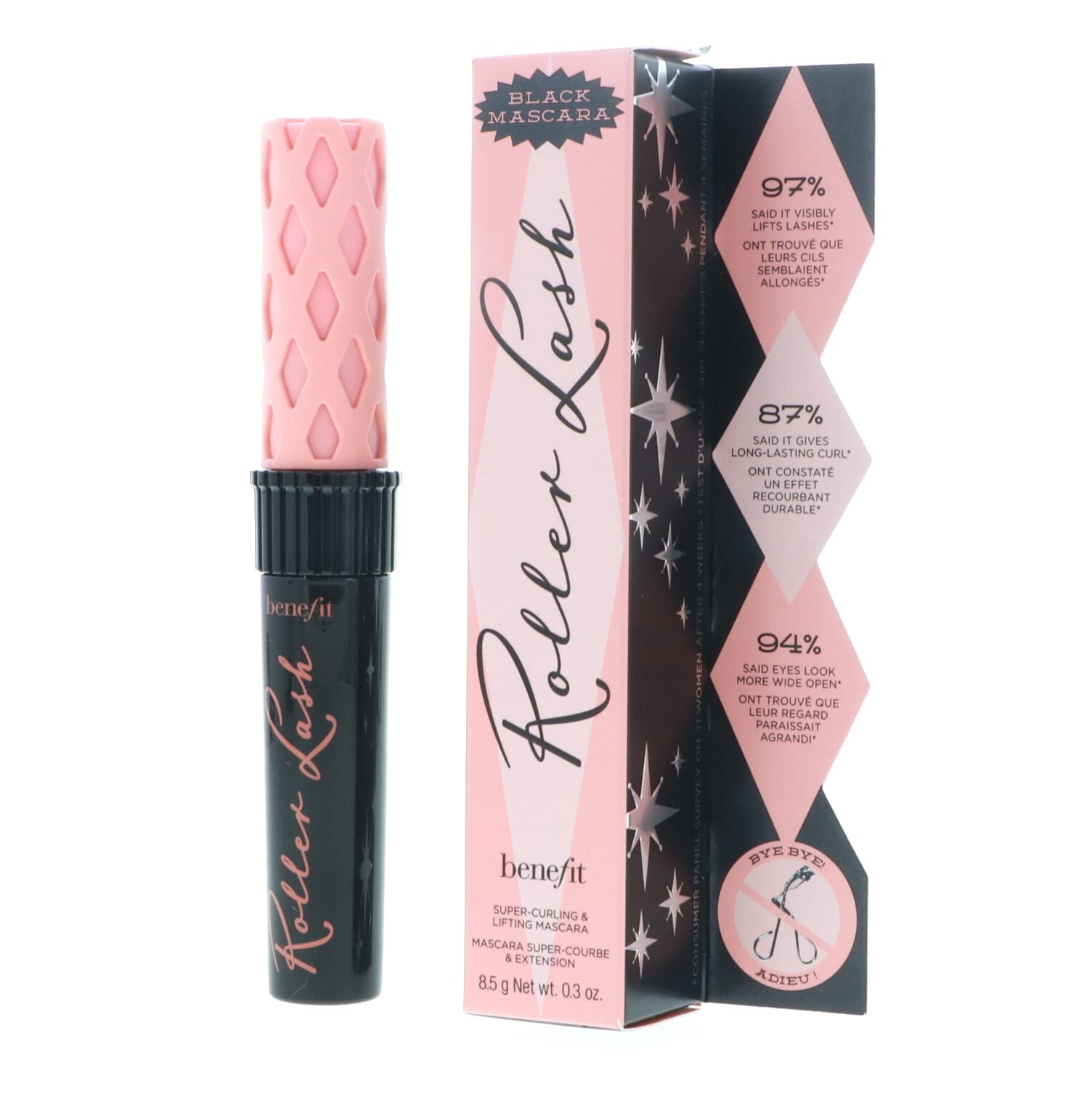 Benefit Cosmetics Roller Lash Curling & Lifting Mascara - Black (0.30 oz/8.5g) - Volumizing, Lengthening & Curling Mascara for Dramatic Lashes - Perfect for Daytime Wear & Special Occasions