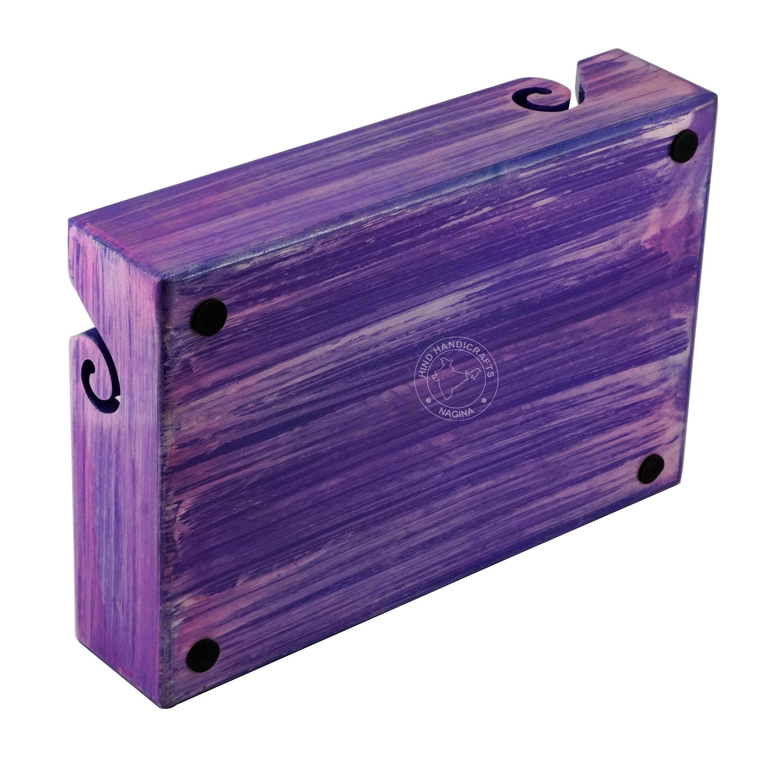 Handmade Solid Wood Antique Yarn Storage Bowl - Portable Knitting Crochet Hook Organizer with Multipurpose Tray - Perfect for Crafting, Needlework & Home Decor (Purple, 12