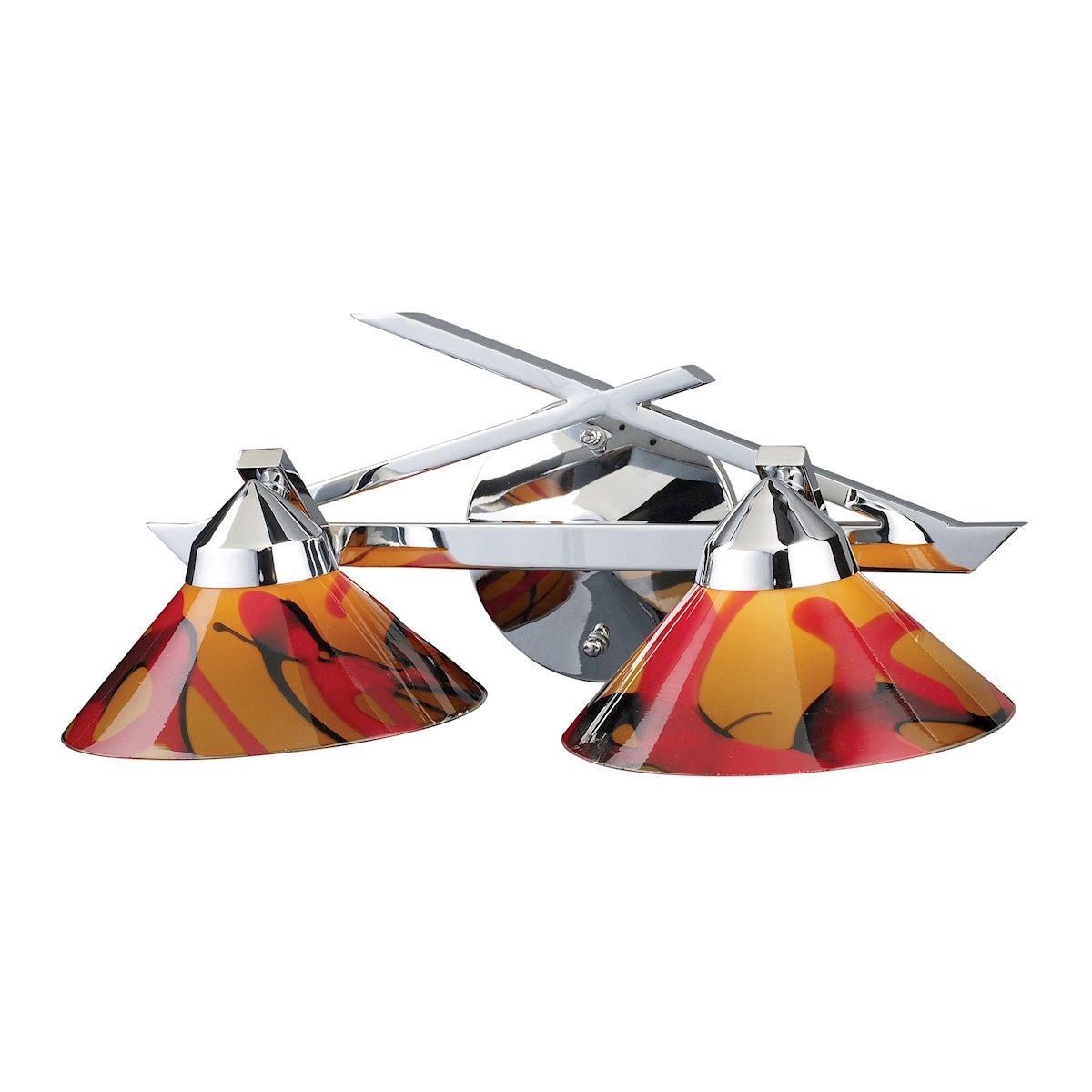 Refraction 2-Light Vanity Lamp in Polished Chrome with Jasper Glass - Modern Bathroom Lighting for Makeup Vanity & Dressing Room