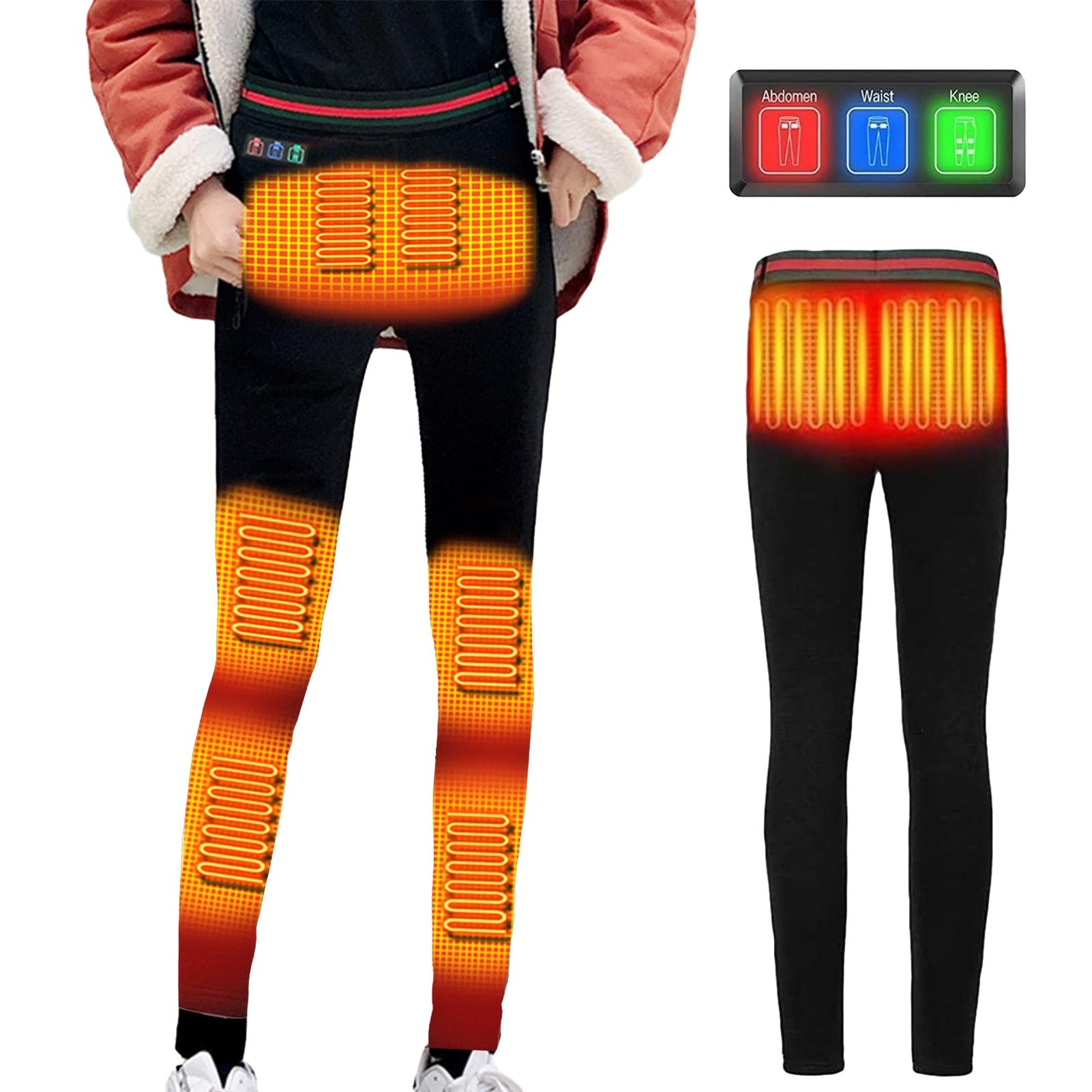 YURCI USB Electric Heated Thermal Underwear Pants for Women - Fast Heating Long Underwear with 8 Heating Pads (Battery Not Included) - Perfect for Winter, Outdoor Activities & Cold Weather Comfort
