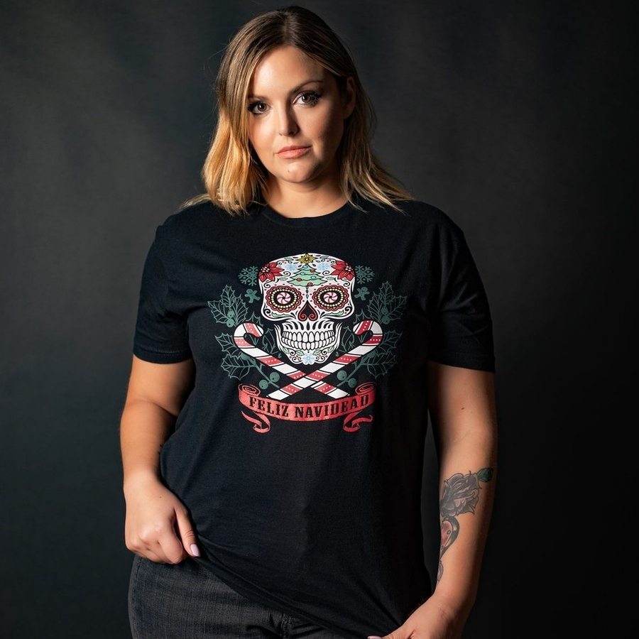 Feliz Navidead Boyfriend Fit T-Shirt for Women - Black | Christmas Holiday Party Outfit & Casual Wear