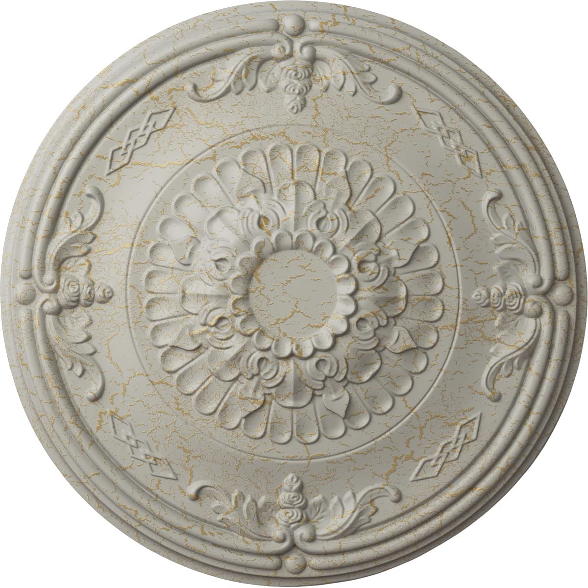Ekena Millwork Athens Ceiling Medallion - Hand-Painted Pot of Cream Crackle Finish - Perfect for Victorian, Classic & Farmhouse Home Decor