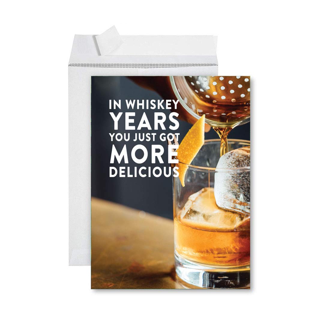 Funny Jumbo Birthday Card With Envelope - 8.5 x 11 Inch Whiskey Themed Greeting Card for Adults | Perfect for Milestone Birthdays, Gag Gifts & Humorous Celebrations