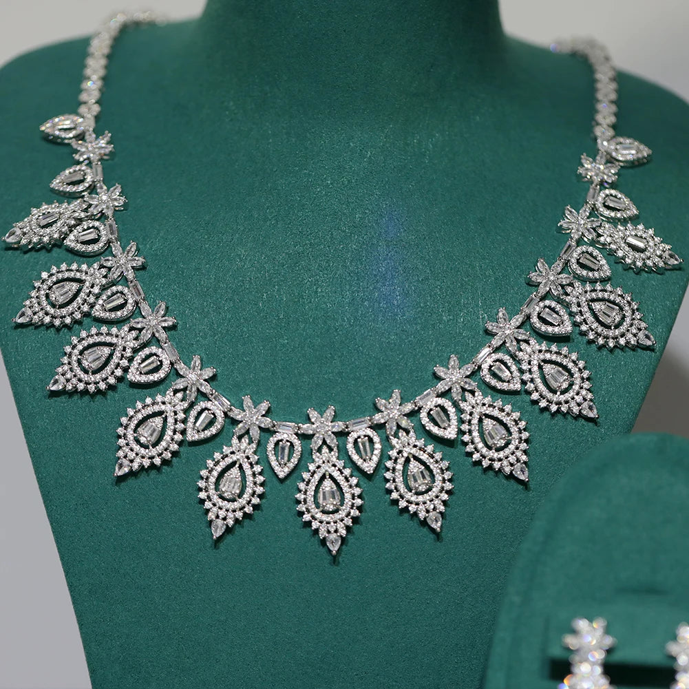 Luxury AAA Zirconia Bridal Jewelry Set 4PCS - Wedding & Party Accessories for Bride, Bridesmaids, and Special Occasions | Elegant Necklace, Earrings, Bracelet & Ring Set