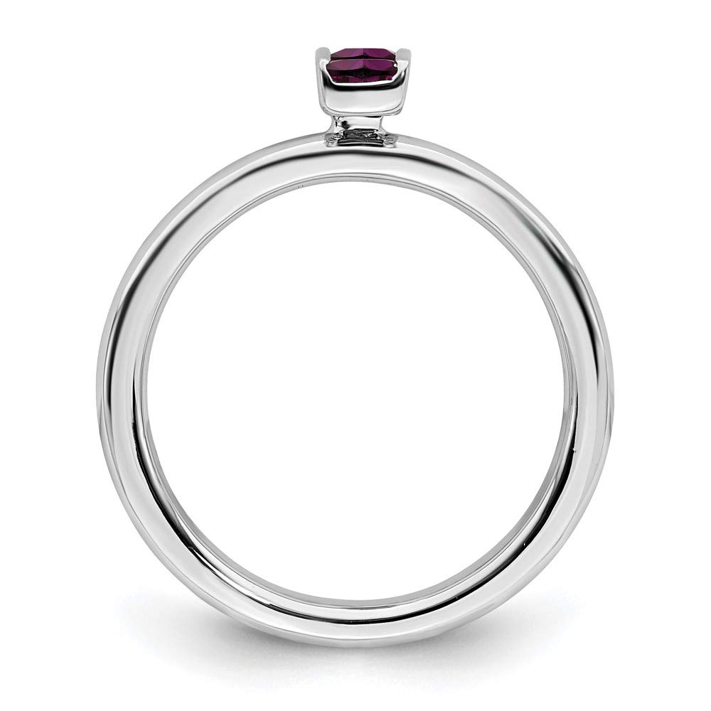 Black Sterling Silver Rhodolite Garnet Stackable Ring for Women