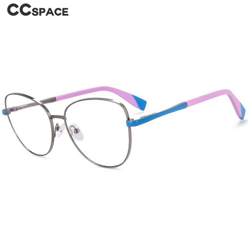 CCspace Unisex Full Rim Square Cat Eye Alloy Frame Eyeglasses 54262 - Stylish Retro Glasses for Men & Women - Perfect for Reading, Fashion, and Daily Wear