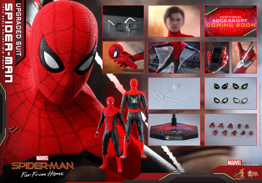 Hot Toys Spider-Man Upgraded Suit 1/6 Scale Action Figure - MMS542 Movie Masterpiece Collectible from Far From Home | Perfect for Marvel Fans, Display & Gift Giving