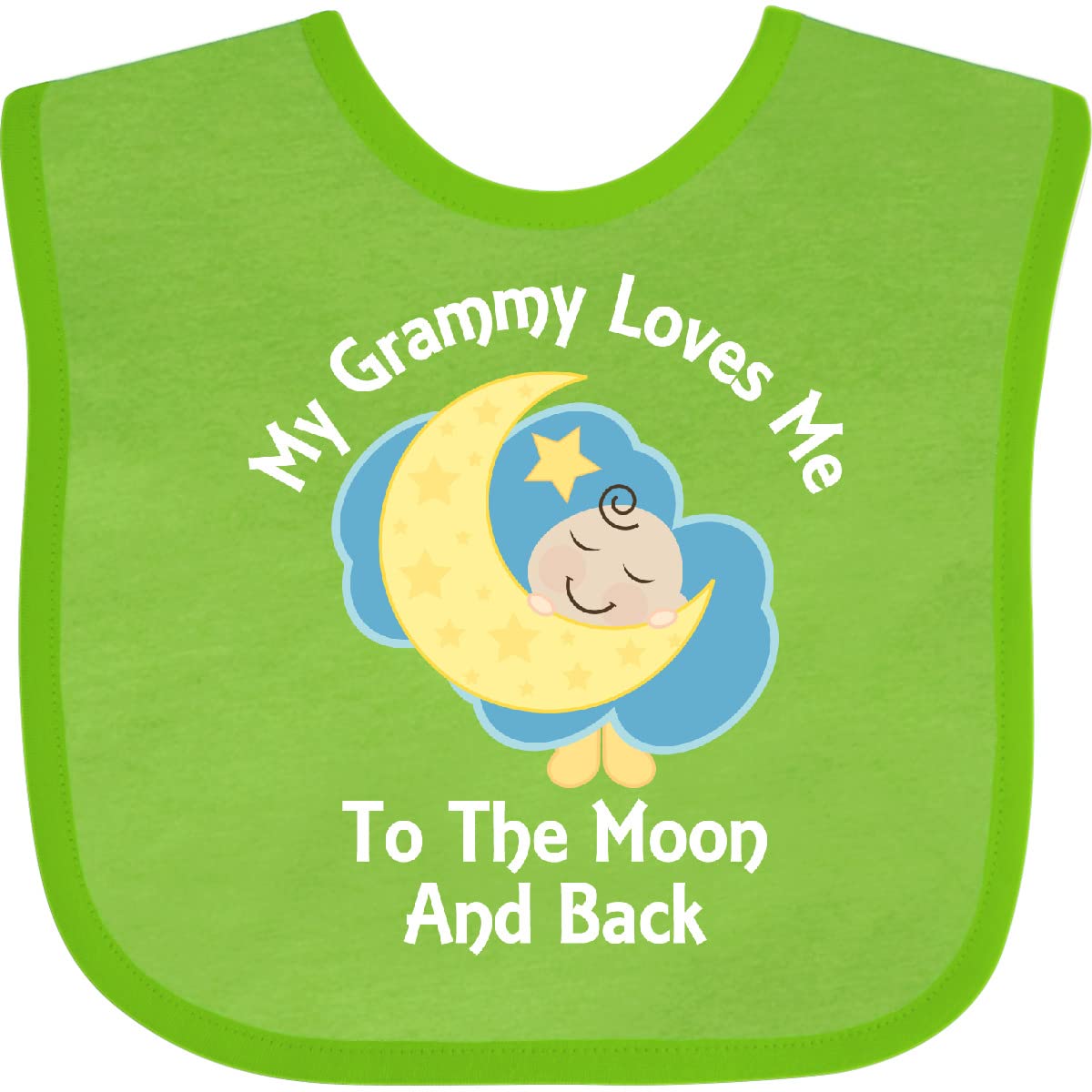 Inktastic Grammy Loves Me Moon and Back Baby Bib - Soft Cotton Drool Bib for Infants, Cute Grandma Gift for Newborns - Perfect for Feeding Time, Playdates & Photo Shoots